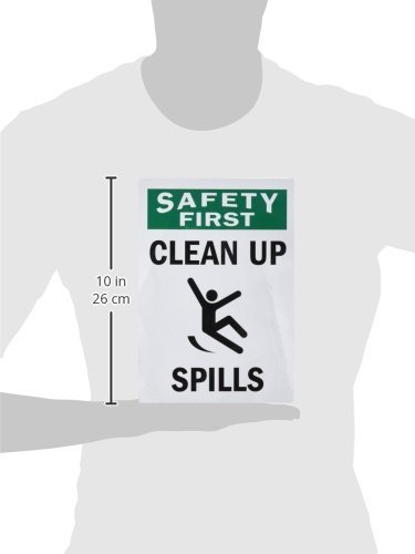 SmartSign Adhesive Vinyl Label - 'Clean Up Spills' with Warning Graphic, 10