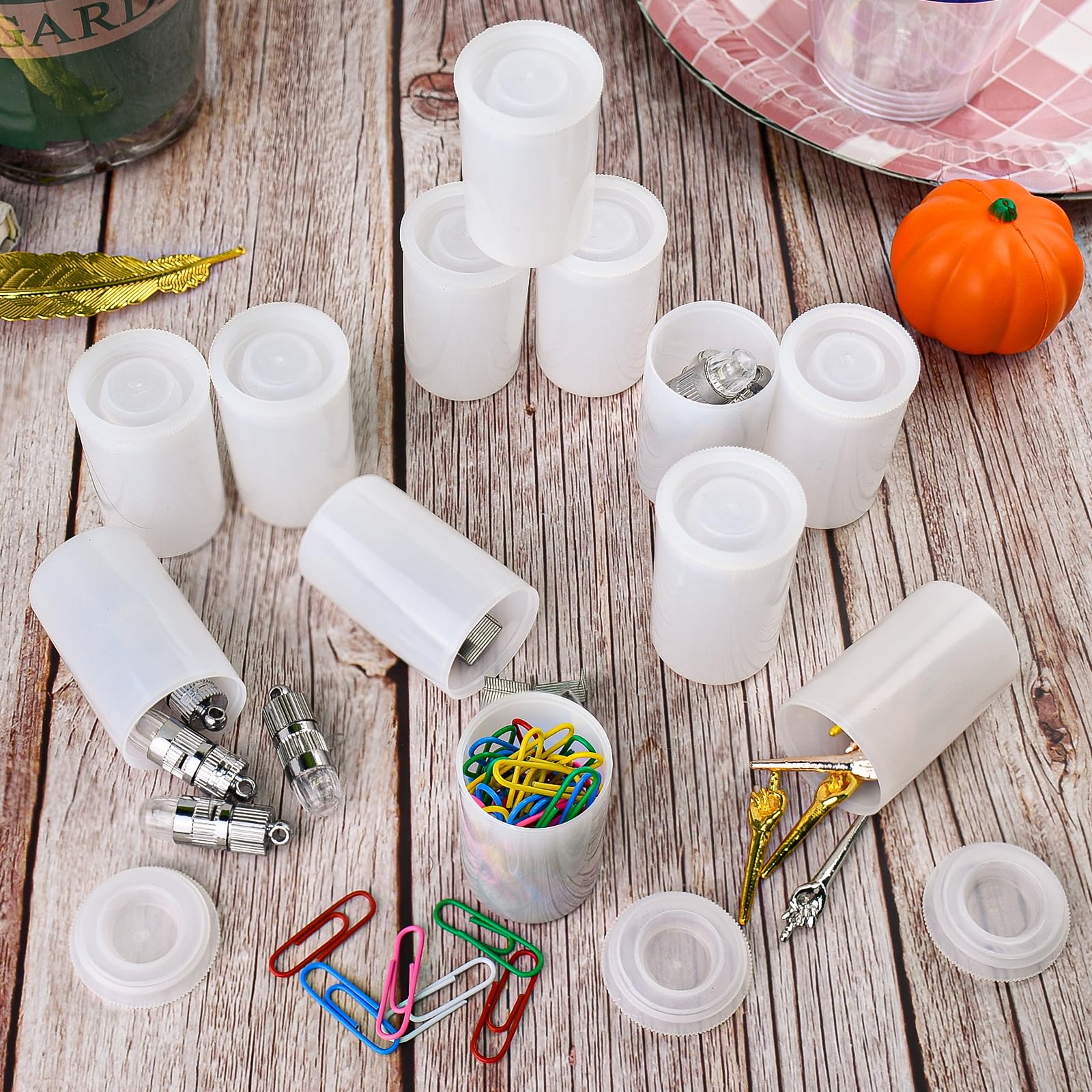 120 Pieces 35mm Empty Plastic Film Canisters with Lids - Small Storage Containers for Camera Reels, Art Beads, Fish Hooks, Coins & Keys - Perfect for Photography, Science Experiments, Craft Organizing & Travel Accessories (White)