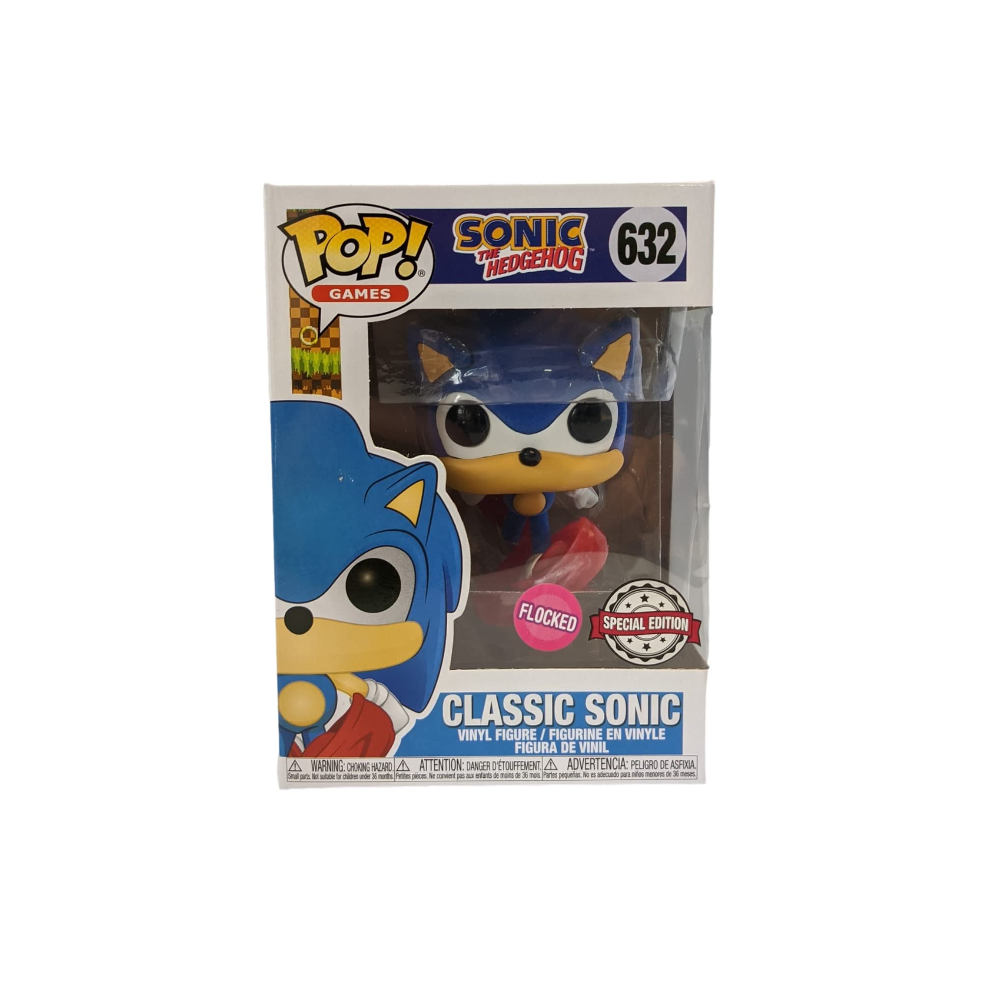 Funko Pop! Sonic The Hedgehog - Classic Running Flocked Collectible Figure (Exclusive #632) | Perfect for Gamers, Anime Fans & Pop Culture Collectors | Great Gift for Birthday, Christmas & Home Decor