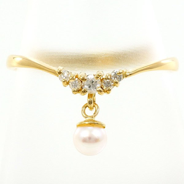 18K Yellow Gold Pearl and Diamond Ring for Women - Elegant Bridal Jewelry, Wedding, Engagement, Anniversary Gift