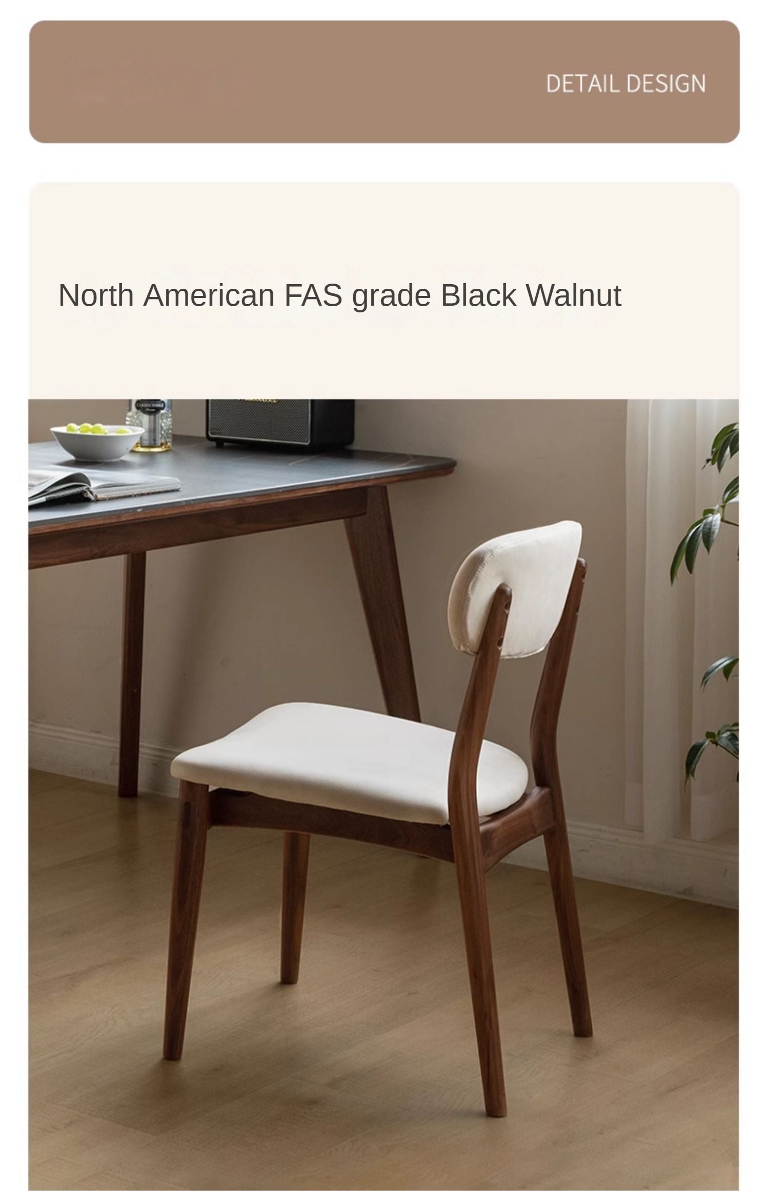 Premium Black Walnut Solid Wood Dining Chairs Set of 4 - Comfortable Padded Seats for Kitchen, Dining Room & Home Office - Modern Farmhouse Style Furniture