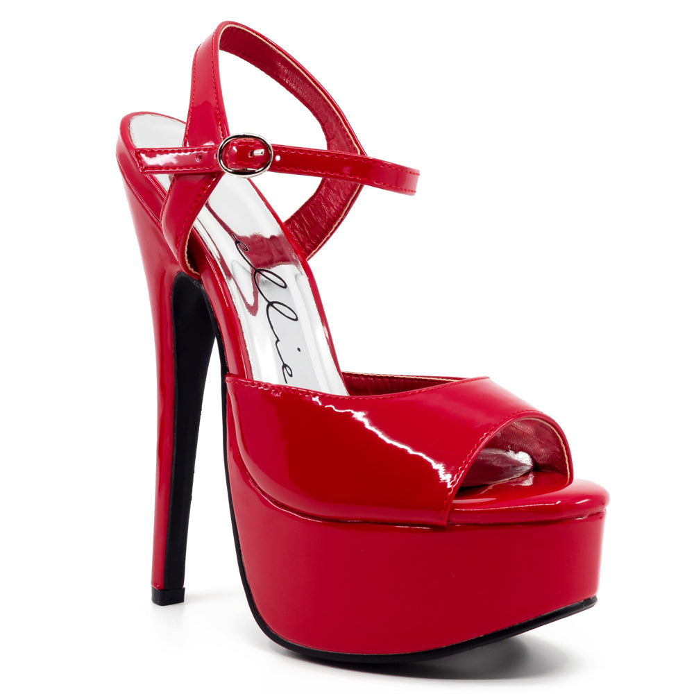 Ellie Shoes Juliet 6.5 Inch Stiletto Heels Patent Leather Platform Sandals for Women - Red | Perfect for Evening Parties, Date Nights & Special Occasions