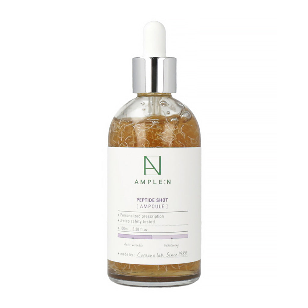 AMPLE:N Peptide Shot Ampoule 100ml - Anti-Aging Facial Serum for Wrinkles & Hydration | Skincare Treatment for Dry Skin & Fine Lines | Perfect for Night Routine & Daily Moisturizing