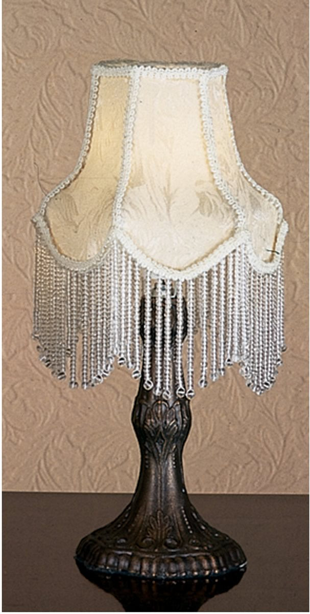11H Ivory Fabric with Fringe Mini Lamp - Elegant Home Decor for Bedroom, Living Room & Office Lighting