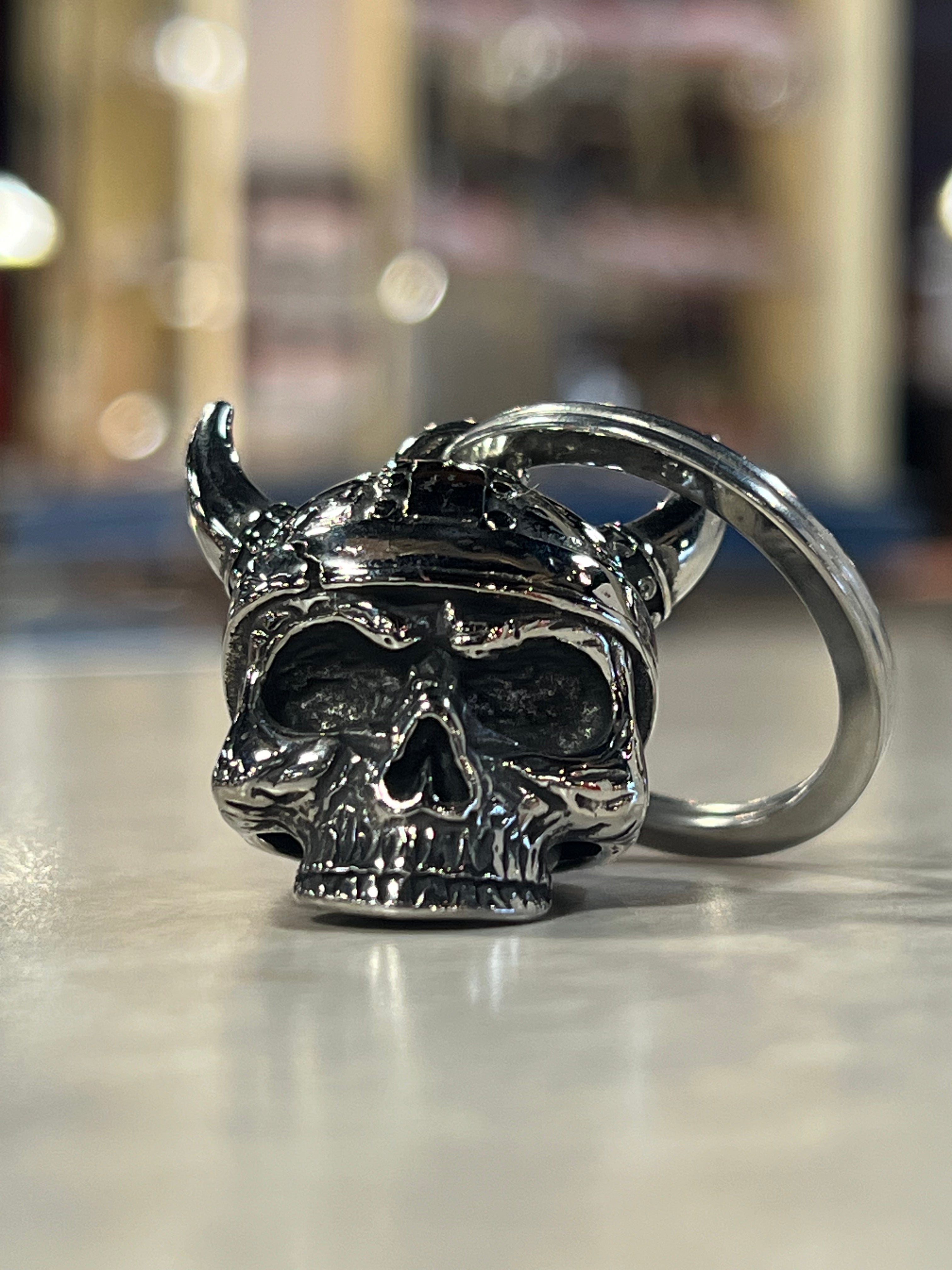 Viking Skull Motorcycle Bell - Guardian Bell for Bikers, Protection Charm for Harley, Cruiser & Chopper - Perfect Gift for Riders & Motorcycle Enthusiasts