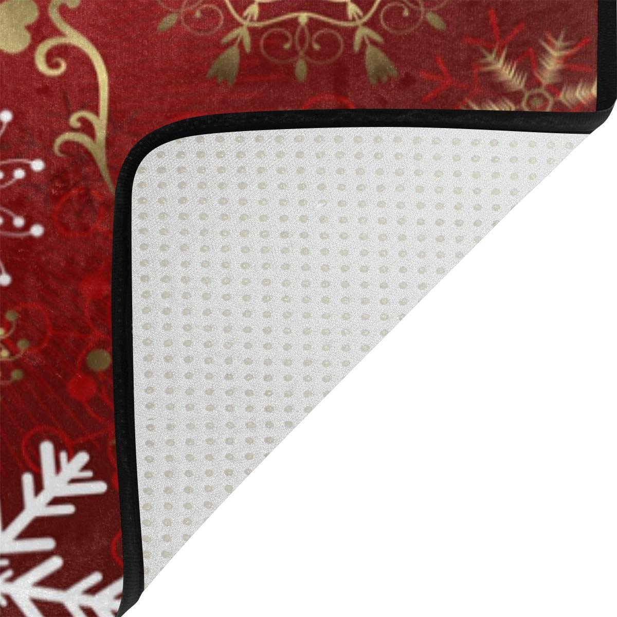 ALAZA Christmas Red Gold White Snowflake Winter Area Rug 5'3