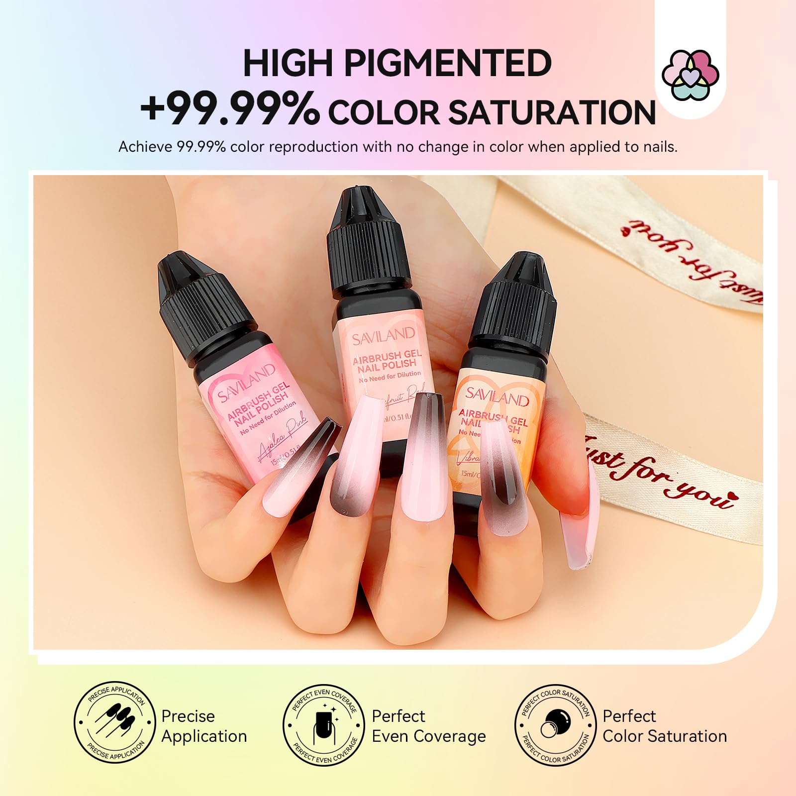SAVILAND Airbrush Gel Nail Polish Set - 36 High Pigment Colors, No Dilution Needed for Acrylic Nails, French Gradient & Cat Eye Designs | Perfect for Home Salon, DIY Manicures & Christmas Gifts