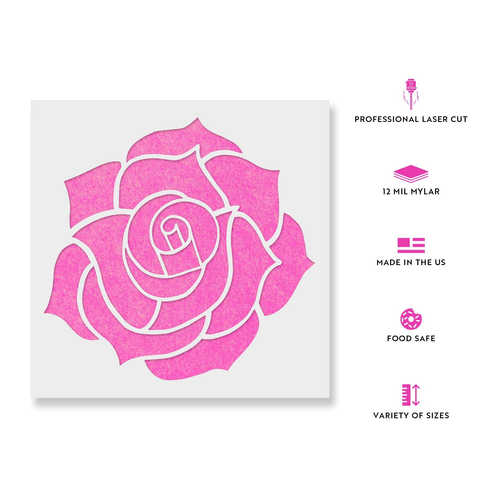 Rose Stencil for Painting - Reusable Rose Template for DIY Wall Art, Home Decor, and Craft Projects | Nature & Flower Stencils for Wood, Fabric, and Canvas Painting
