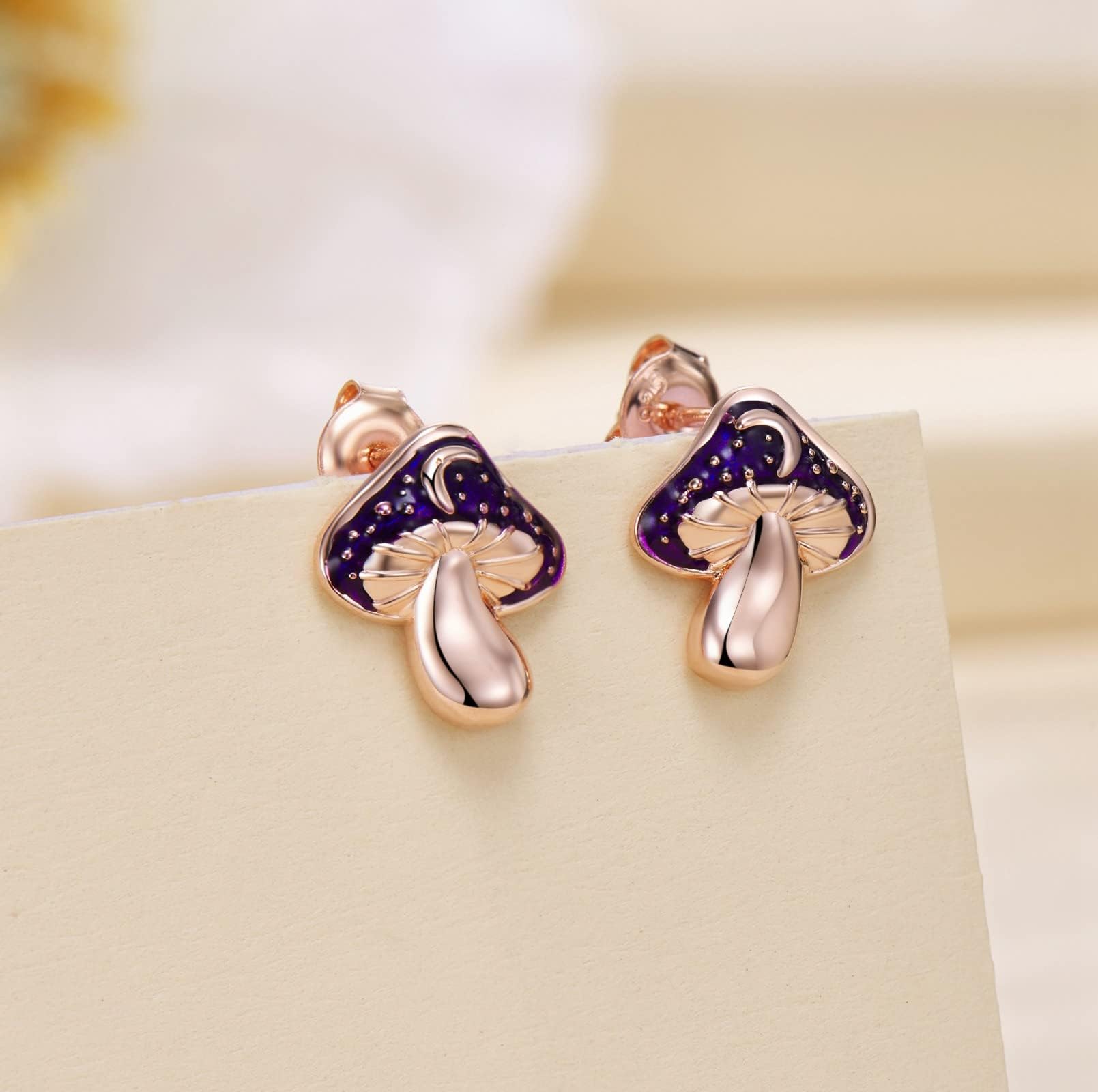 925 Sterling Silver Mushroom Moon Earrings for Women - Starry Sky Stud Earrings - Perfect Anniversary & Birthday Gifts for Teen Girls, Mom - Great for Daily Wear, Date Night & Special Occasions