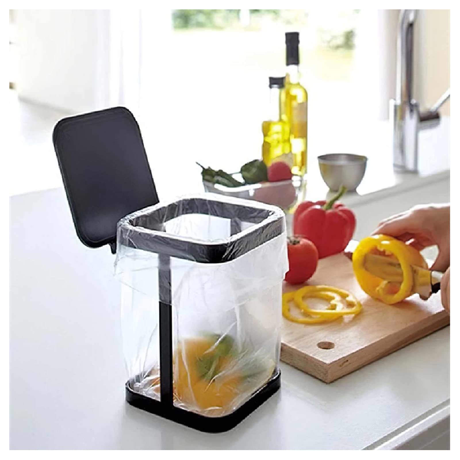 Stainless Steel Trash Can with Flip Lid - 5 Gallon Kitchen Countertop Garbage Bin, Metal Wastebasket for Bedroom, Bathroom & Office - White (Perfect for Small Spaces & Home Organization)