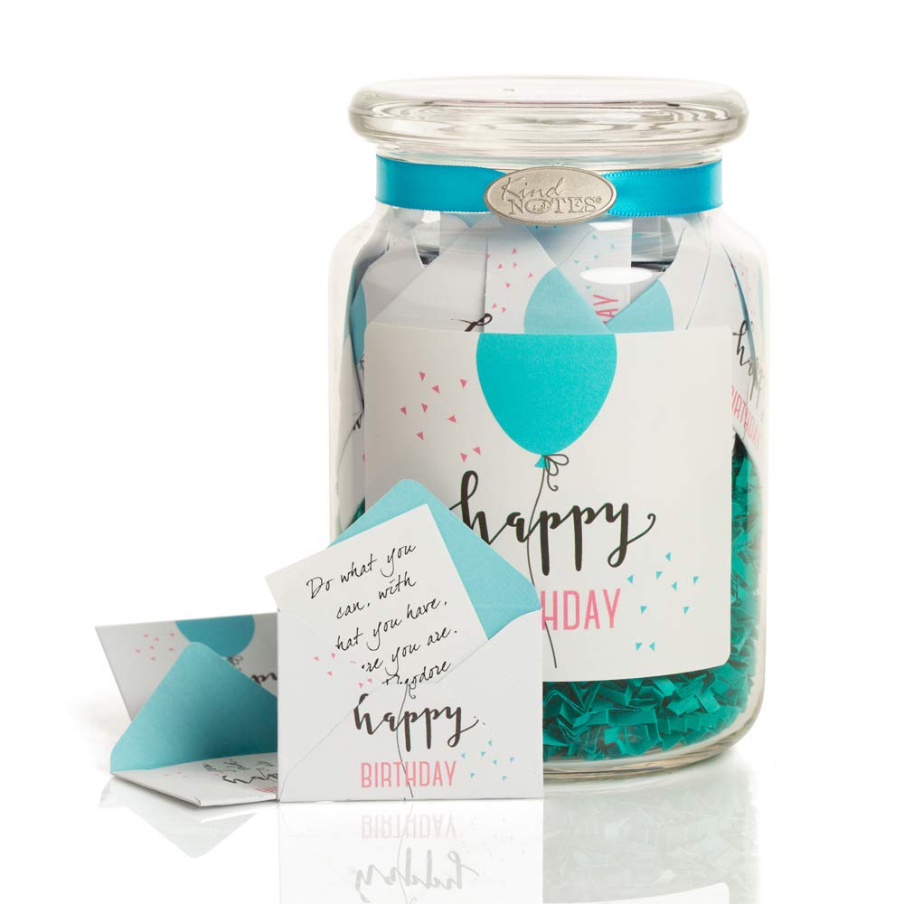 Glass Keepsake Gift Jar with Birthday Messages - Elegant Birthday Balloon Design for Women, Men, Kids | Perfect for Birthday Parties, Anniversary Gifts & Special Occasions