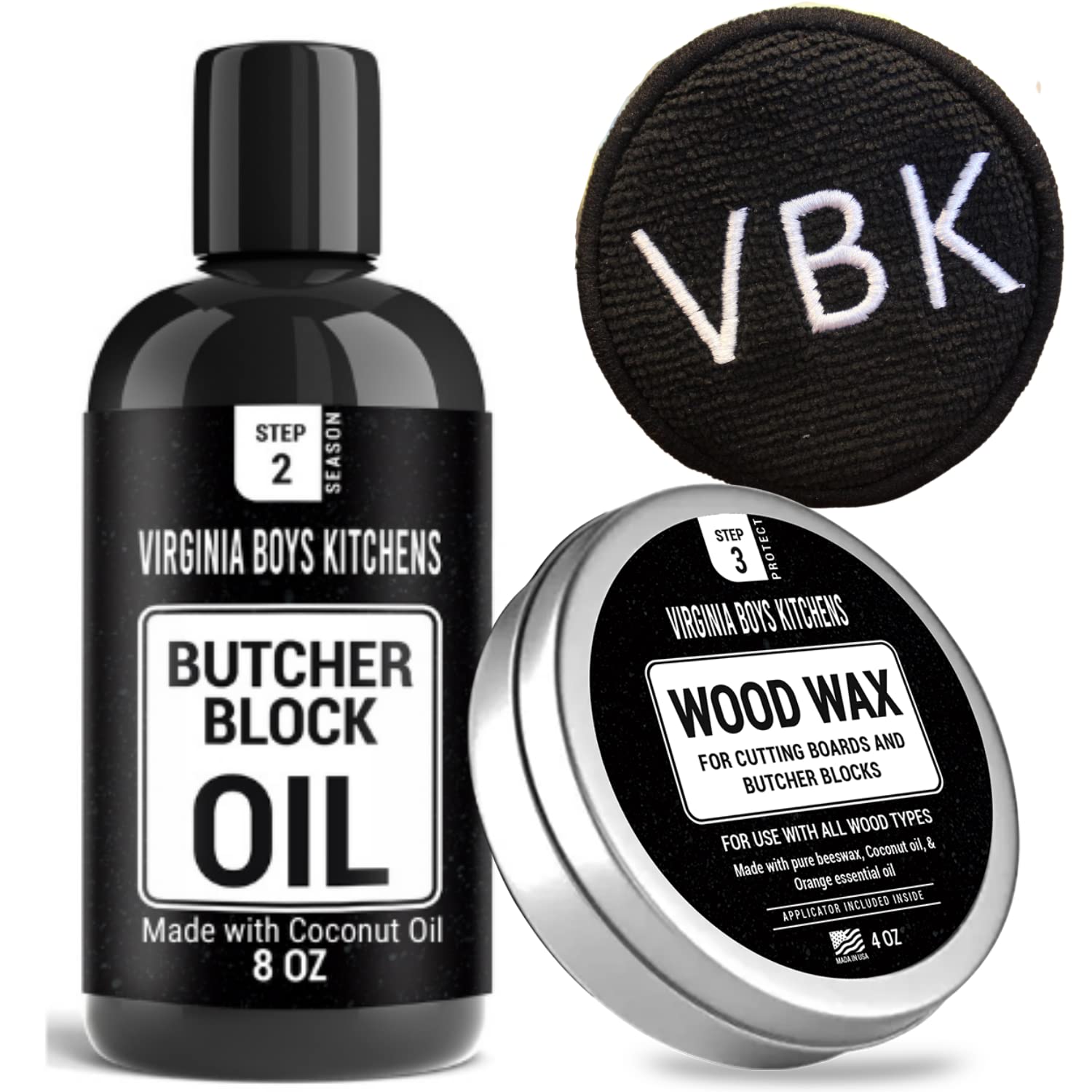 Premium Food-Grade Butcher Block Oil - Natural Wood Conditioner for Cutting Boards & Countertops - No Mineral Oil - Includes Wax & Applicator - Perfect for Kitchen, Dining & Outdoor BBQ Prep