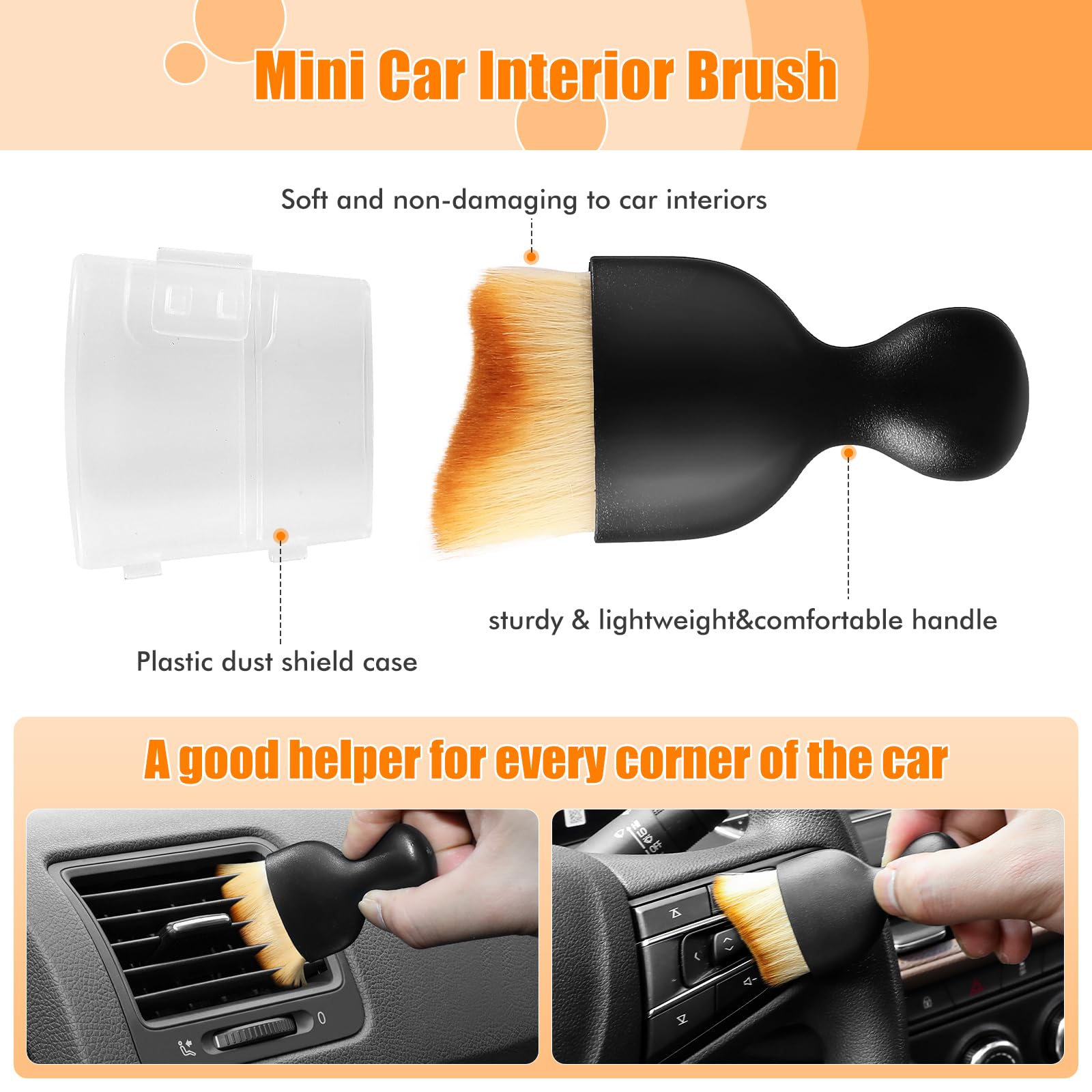 4Pcs Premium Car Detailing Brush Set - Soft Boar Hair & Wire Brushes for Car Interior Cleaning, Air Vents, Dashboard, Leather Seats & Electronics | Scratch-Free Car Detailing Tools Kit for Professional Auto Detailing & Home Car Care