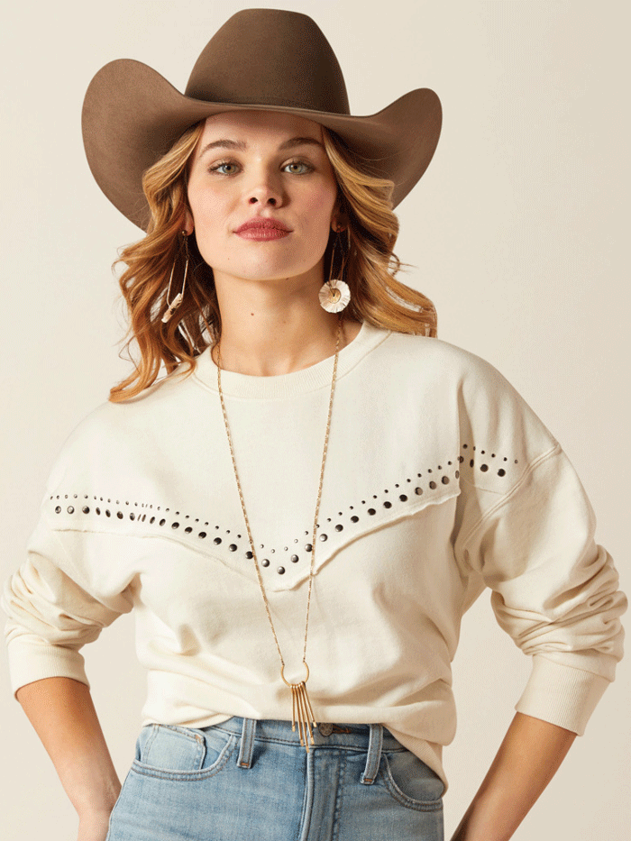 Ariat Women's Moonstone Sweatshirt in Whisper White - Soft Pullover Hoodie for Casual Wear & Outdoor Activities