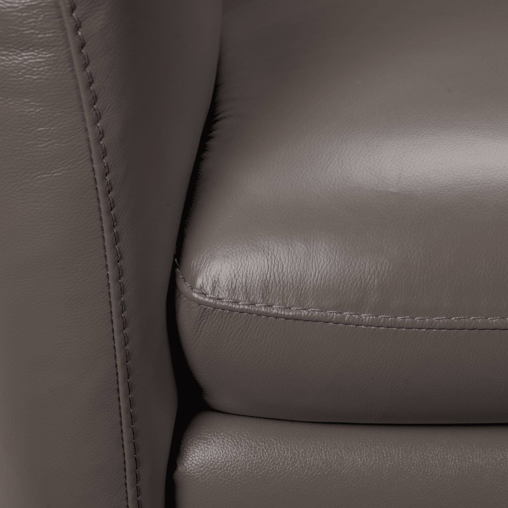 Premium Carlino Leather Chair in Grey - Modern & Comfortable Living Room Furniture for Home Office, Lounge, or Reading Nook