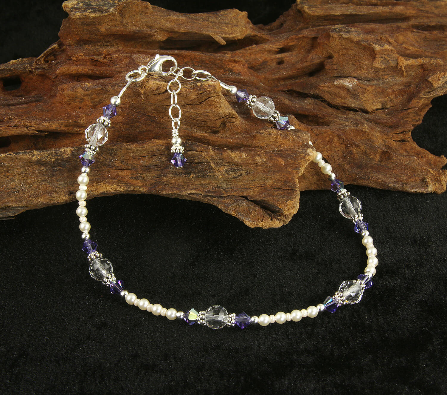 Natural Tanzanite Crystal Beaded Anklet for Women - Elegant Adjustable Ankle Bracelet for Beach, Wedding & Boho Fashion Accessories