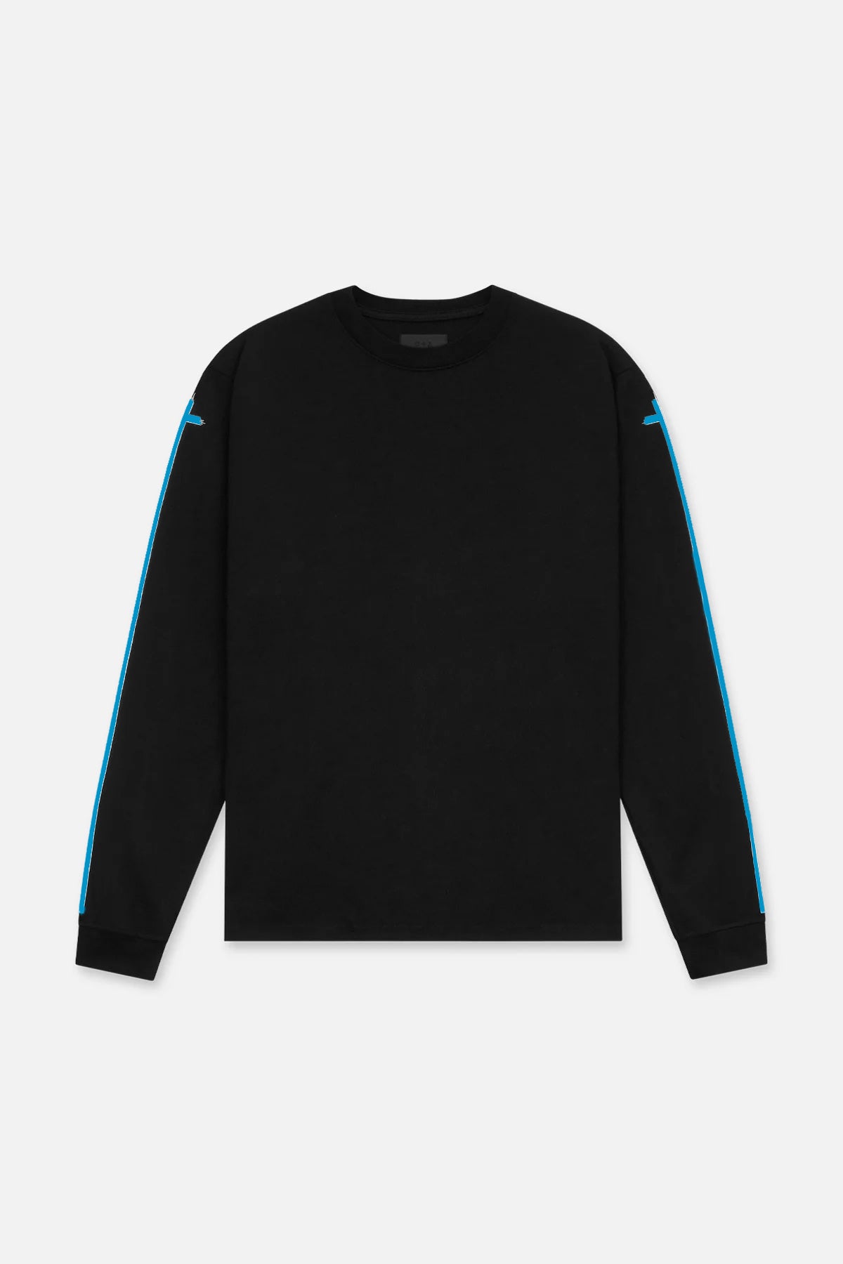 LAWRENCE Long Sleeve T-Shirt | Black & Blue Sleeve Cross Design | Casual Streetwear for Men & Women | Perfect for Everyday Wear & Urban Fashion