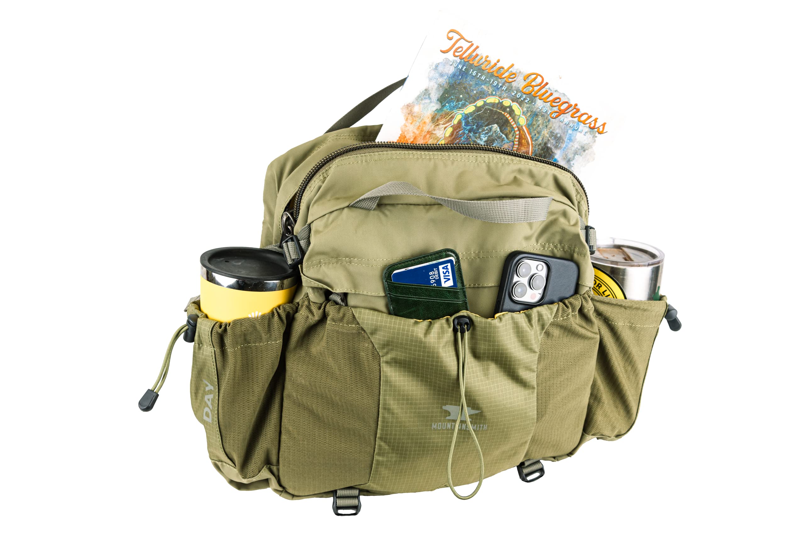 Mountainsmith Day Lumbar Waist Pack for Running, Hiking & Cycling - Lightweight Travel Fanny Pack with Dual Water Bottle Holders - Perfect for Outdoor Sports & Adventure Activities (Olive Green)