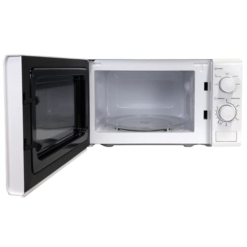 Igenix IG2071 Solo Manual Microwave Oven - 700W, 20L Capacity, 5 Power Levels & Defrost Function, 30-Minute Timer, White - Perfect for Small Kitchens, Dorms & Office Break Rooms