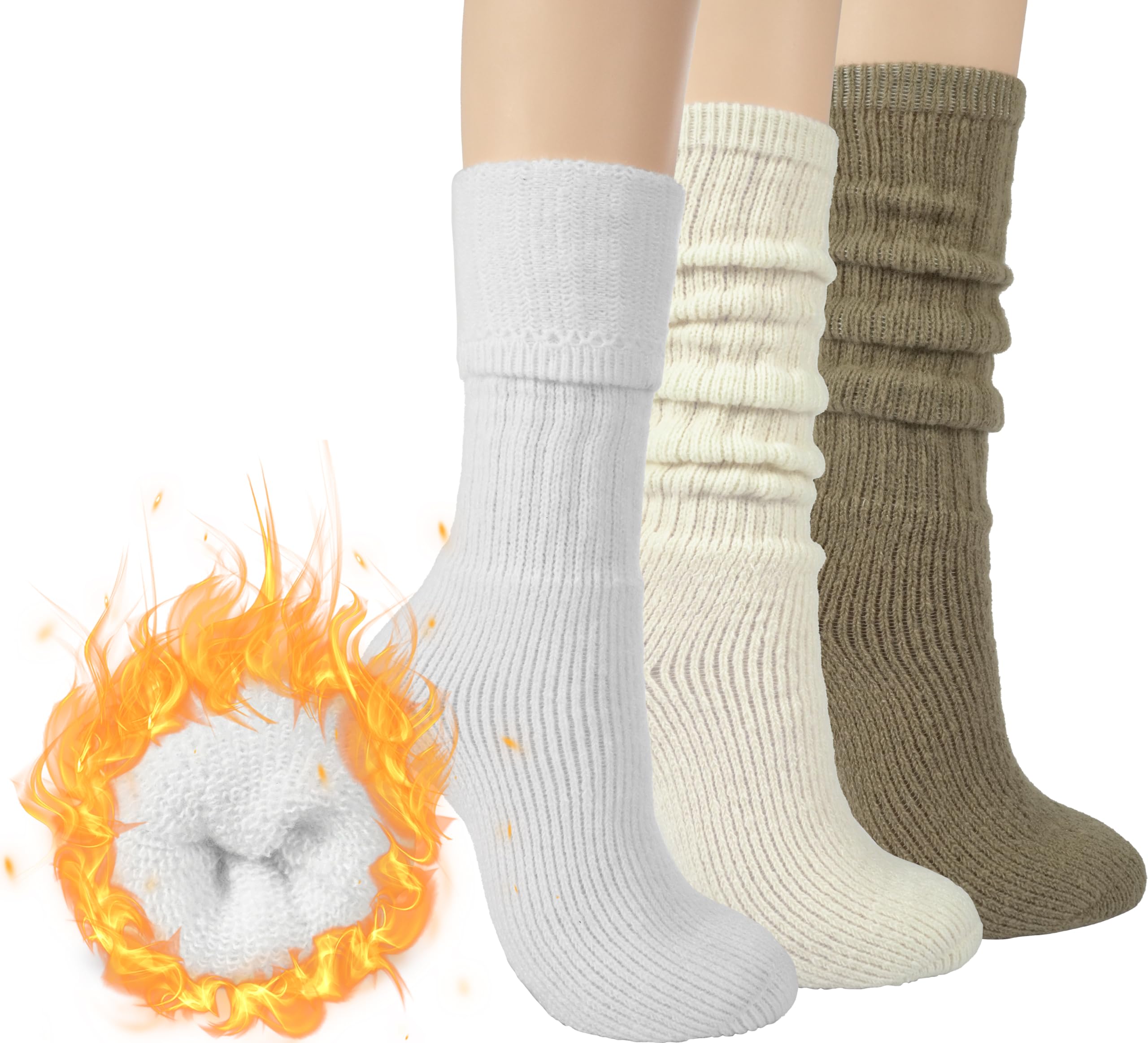BomKinta Women's Thick Slouch Knee High Socks - Soft & Warm Scrunch Boot Socks for Winter - Perfect for Boots, Outfits & Cozy Home Wear