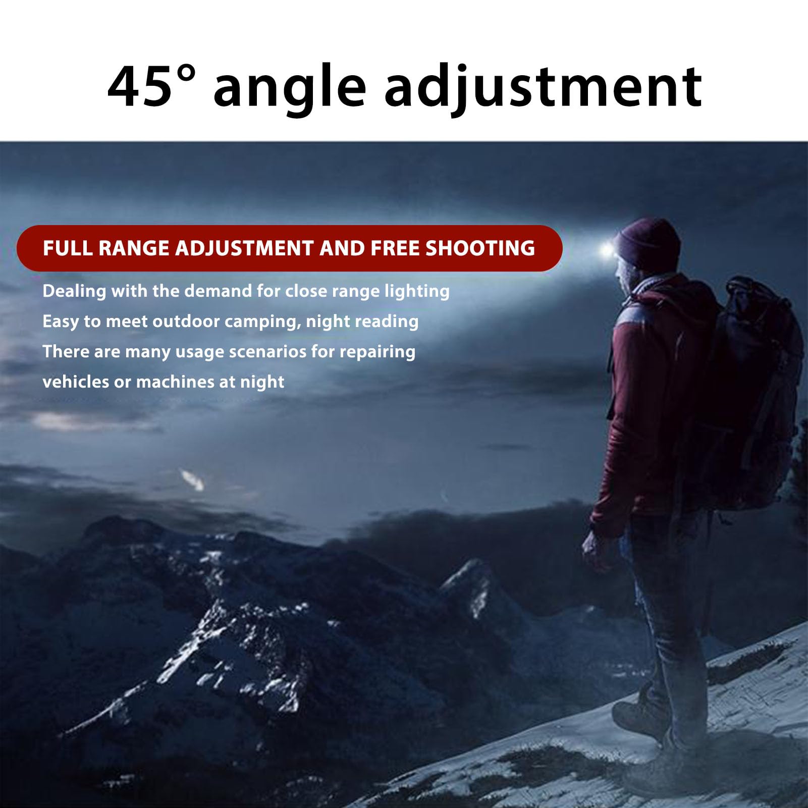 Annadue 1080P Wearable Action Camera with Gesture Sensor Light, 1800mAh Battery & 45° Angle Adjustment - Hands-Free Vlogging Camera for Outdoor Sports, Travel Adventures, Cycling, Skiing & Extreme Activities (Black)