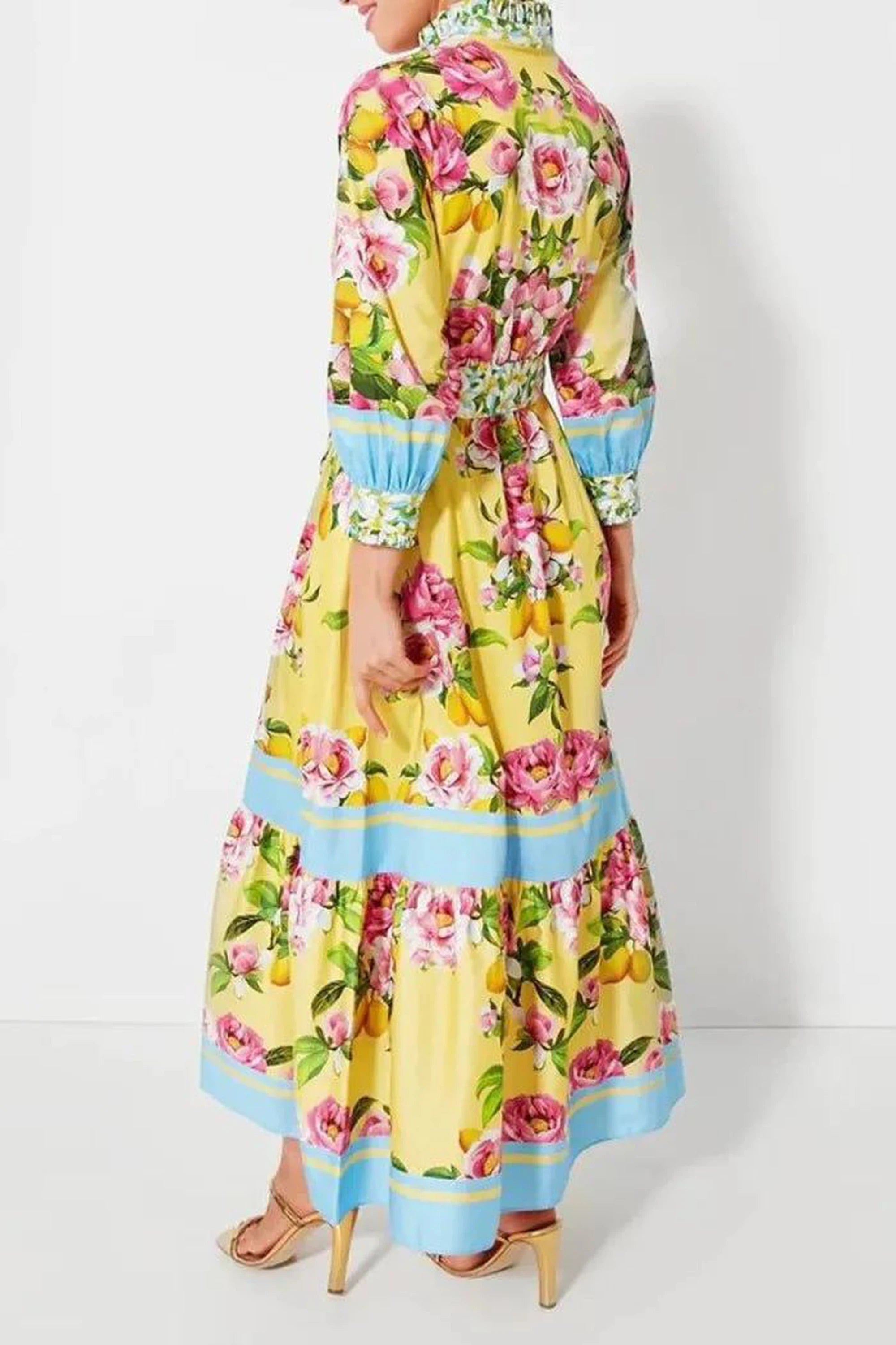 Rabiah Floral Garden Dress for Women - Elegant Summer Maxi Dress with Floral Print | Perfect for Beach Vacations, Weddings & Outdoor Parties