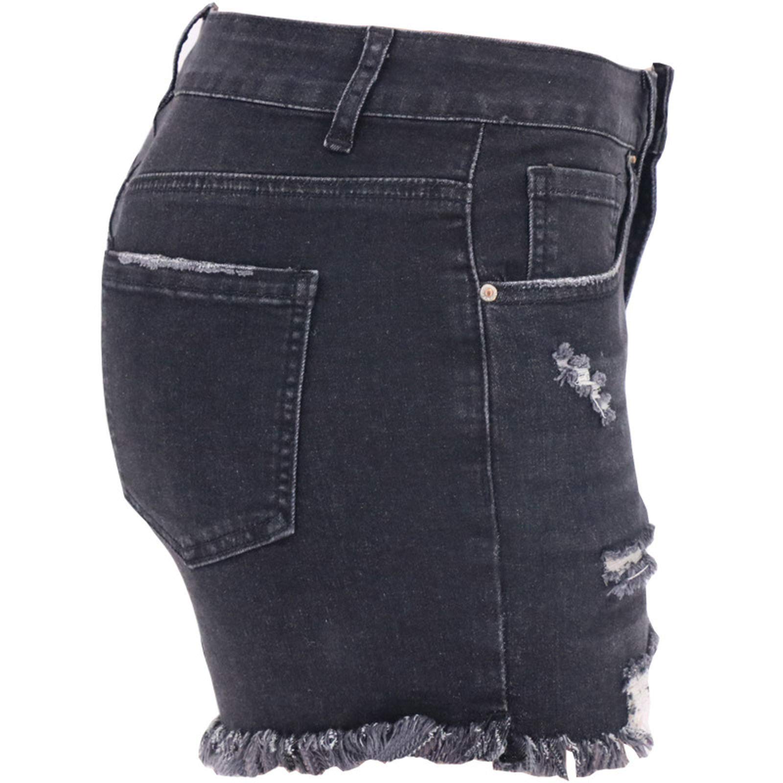 Women's High Waist Distressed Denim Shorts - Skinny Raw Hem Jean Shorts for Summer | Casual Outfit, Beach Wear & Street Style
