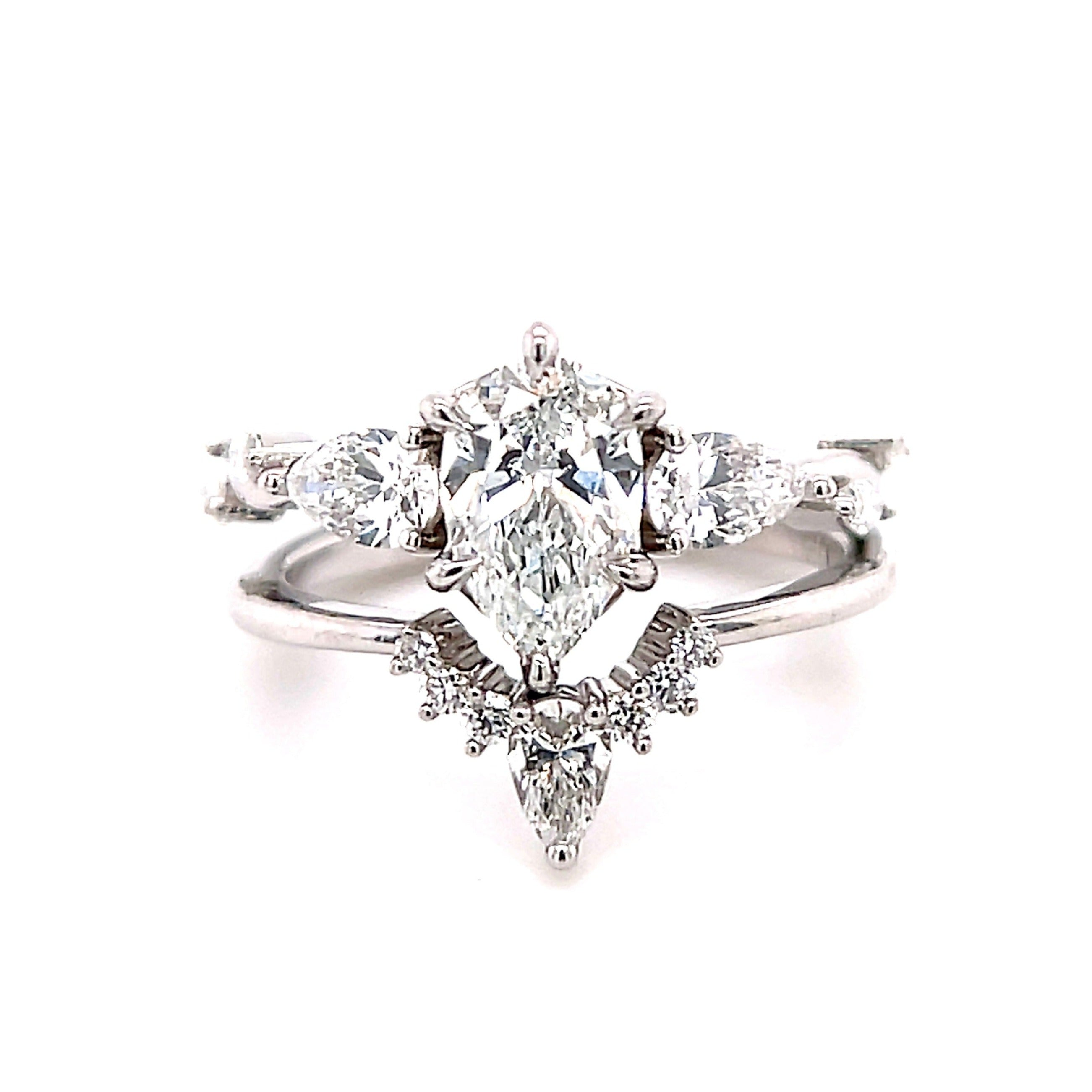 0.75 Carat Lab-Created Pear Cut Solitaire Diamond Engagement Ring with Accent Pear-Shaped Twist Band - Perfect for Proposals, Weddings & Anniversary Gifts