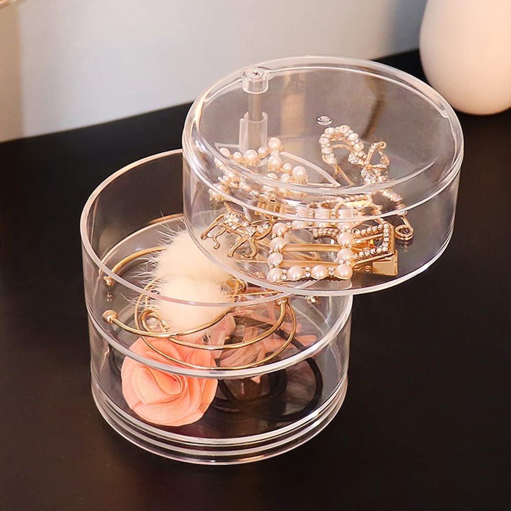 Modern 360° Rotating Clear Jewelry Storage Box - Large Jewelry Organizer Case for Earrings, Rings, Bracelets & Hair Accessories - Portable Travel Jewelry Box with 3-Tier Design - Perfect Gift for Women & Fashion Lovers - Ideal for Home, Travel & Daily Organization