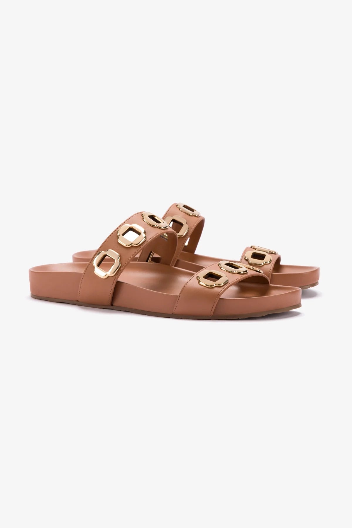 Milan Slide In Caramel Leather Slippers for Women - Soft Comfortable House Shoes for Indoor/Outdoor Wear - Perfect for Home, Office, and Travel
