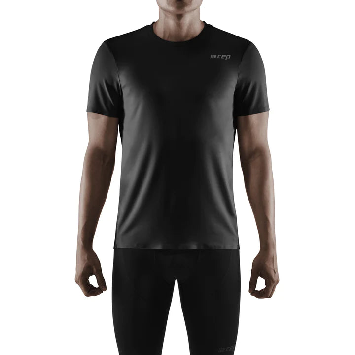 CEP Men's Running Shirt Short Sleeve - Moisture Wicking Athletic Top for Jogging & Workouts - Black Performance Tee for Gym, Marathon & Outdoor Sports