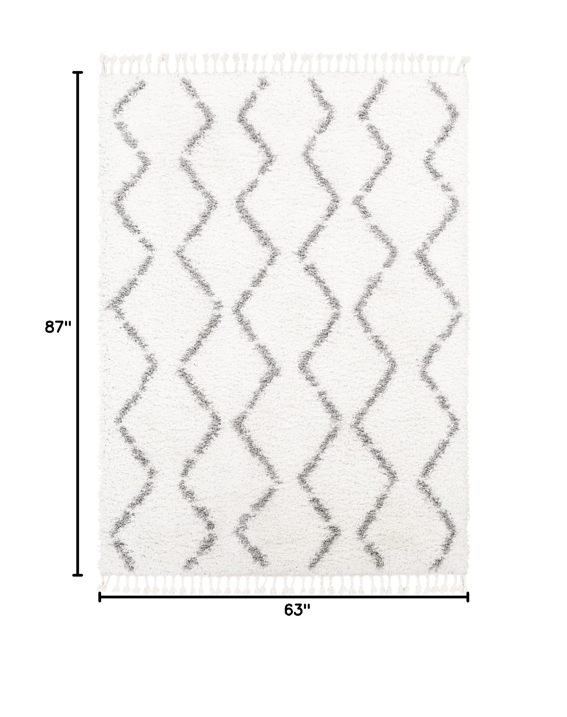 Mark&Day 5x7 Aarle Global Shag White Area Rug - Soft Plush Carpet for Living Room, Bedroom, Kitchen & Dorm (5'3