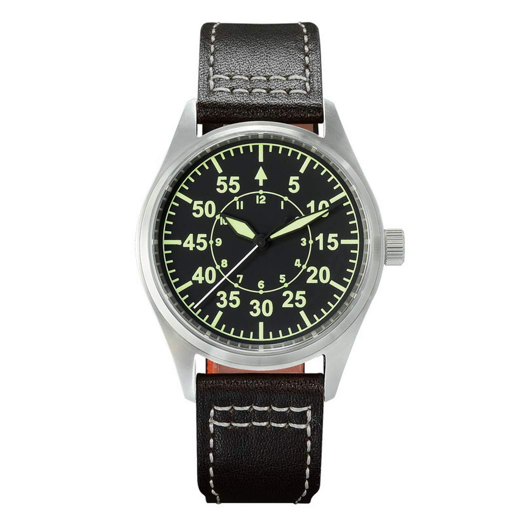 **San Martin Men's Military Dive Watch - 200m Waterproof, Super Luminous, Genuine Leather Strap - Perfect for Swimming, Diving & Outdoor Adventures**