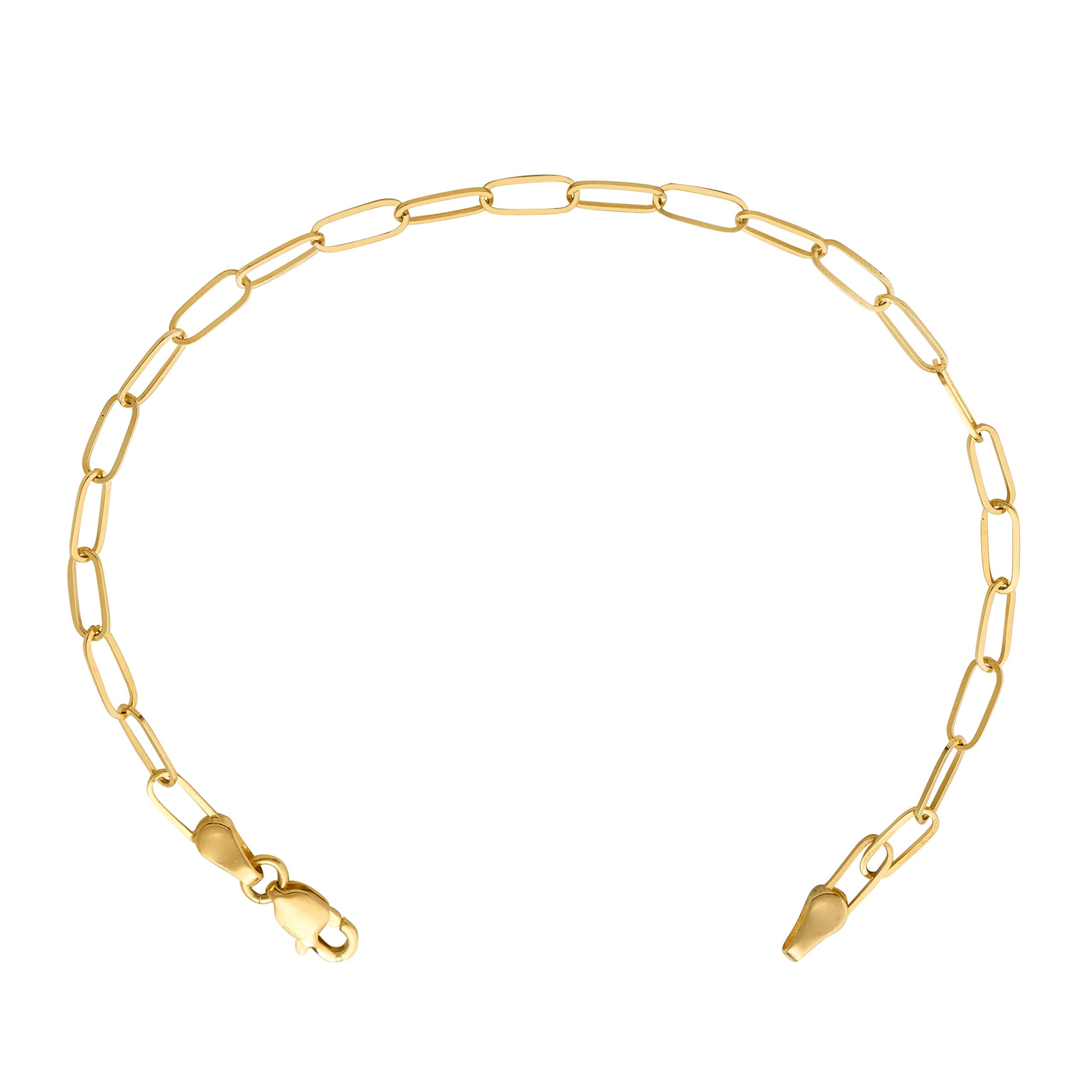 14K Yellow Gold 3mm Paper Clip Link Bracelet for Women - Dainty Minimalist Jewelry Gift for Her - Perfect for Everyday Wear, Office & Special Occasions