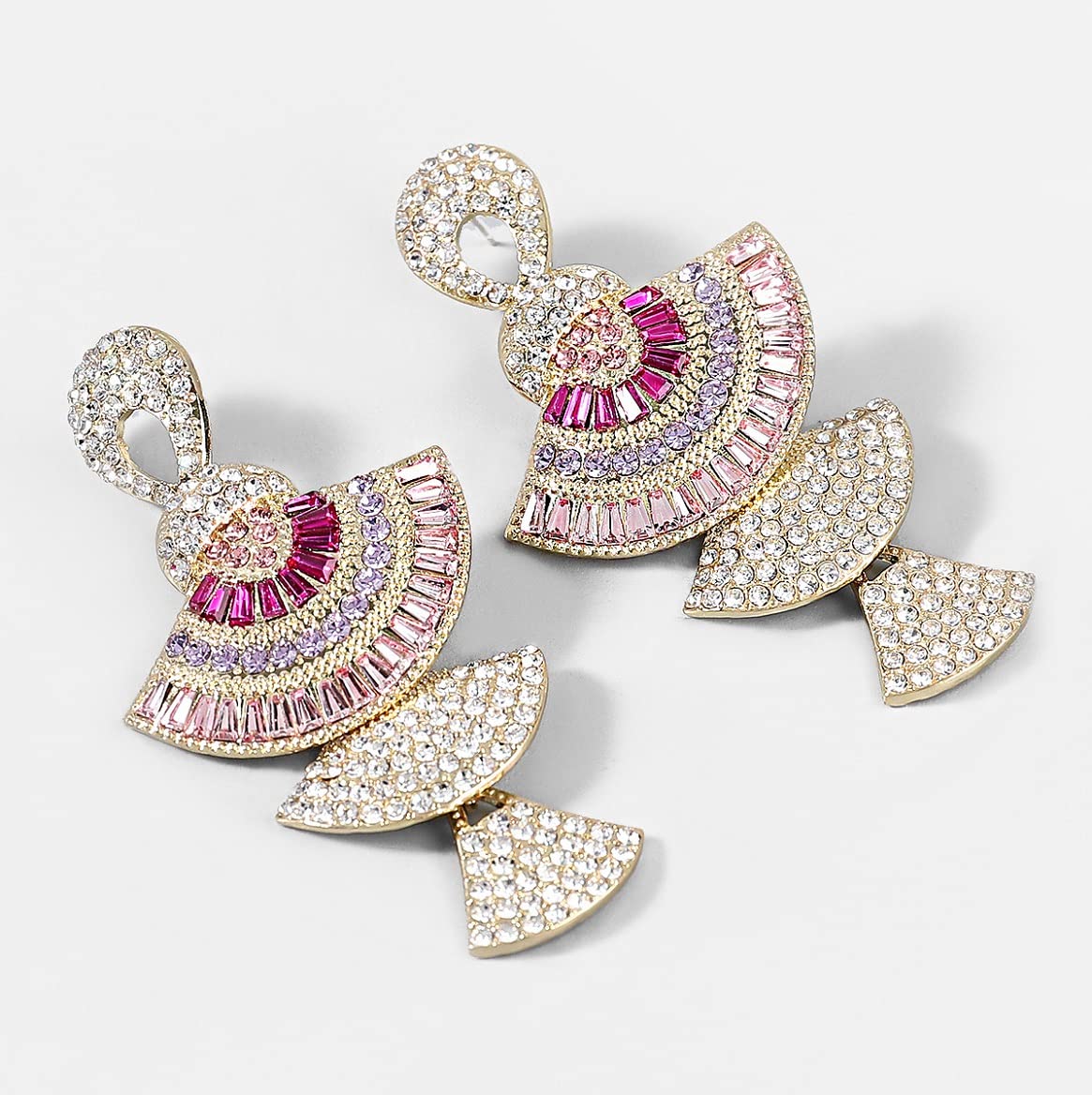 Bohemian Beaded Fan Earrings for Women - Sparkling Multi-Layer Geometric Drop Dangle Earrings in Zinc | Perfect for Boho Jewelry, Party, Wedding & Casual Wear