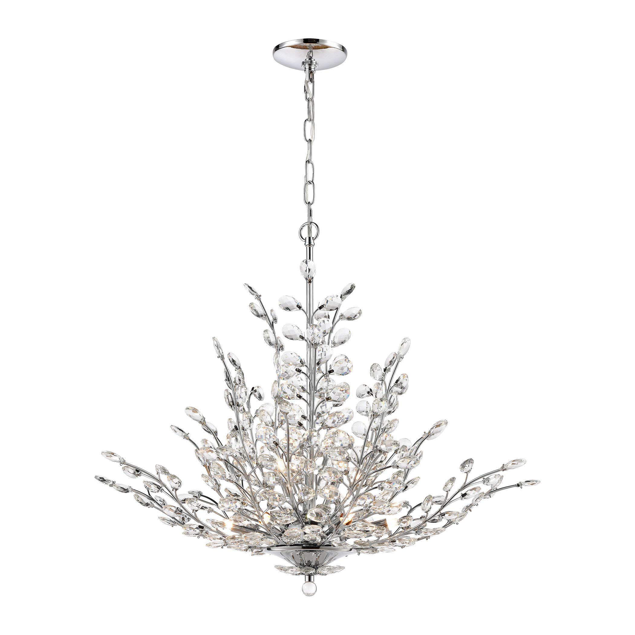 Crystique 9-Light Polished Chrome Crystal Chandelier - Elegant Dining Room & Entryway Lighting Fixture for Modern Homes