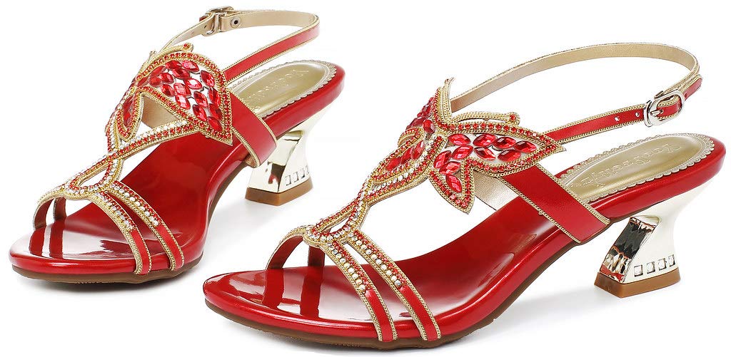 YooPrettyz Women's Embellished Stud Butterfly Evening Heels - Elegant Party Bridal Sandals for Weddings, Prom & Special Occasions