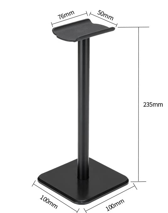Premium Headphone Stand - Adjustable Desktop Earphone Holder for PC, Monitor, or Wall Mount - Durable Headset Display Rack with Non-Slip Base (Black) - Perfect for Gaming Setup, Home Office & Workspace Organization