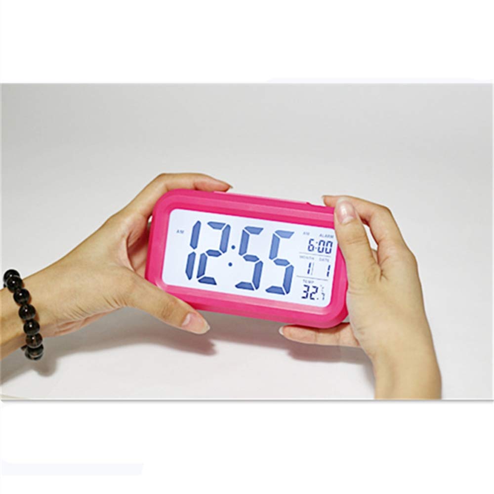 ZKG Digital Alarm Clock with Temperature Display, Snooze Function & Night Light - Perfect for Kids Bedroom, Desk Clock for Children, Wake Up Light for Home, Office, and School (White)