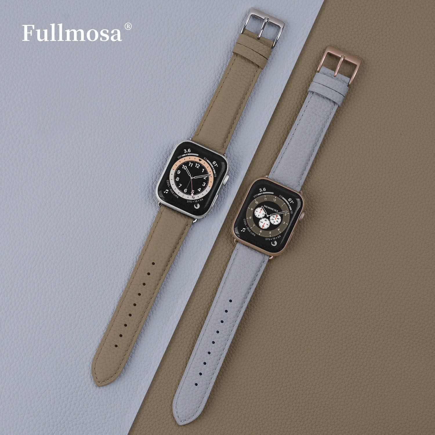 Premium Fullmosa Leather Bands for Apple Watch 38mm 40mm 41mm 42mm 44mm 45mm 49mm - Stylish Dressy iWatch Strap with Protective Case Compatible with Series 9/8/7/6/5/4/3/2/1/SE/Ultra - Perfect for Women's Fashion, Business Meetings & Everyday Wear