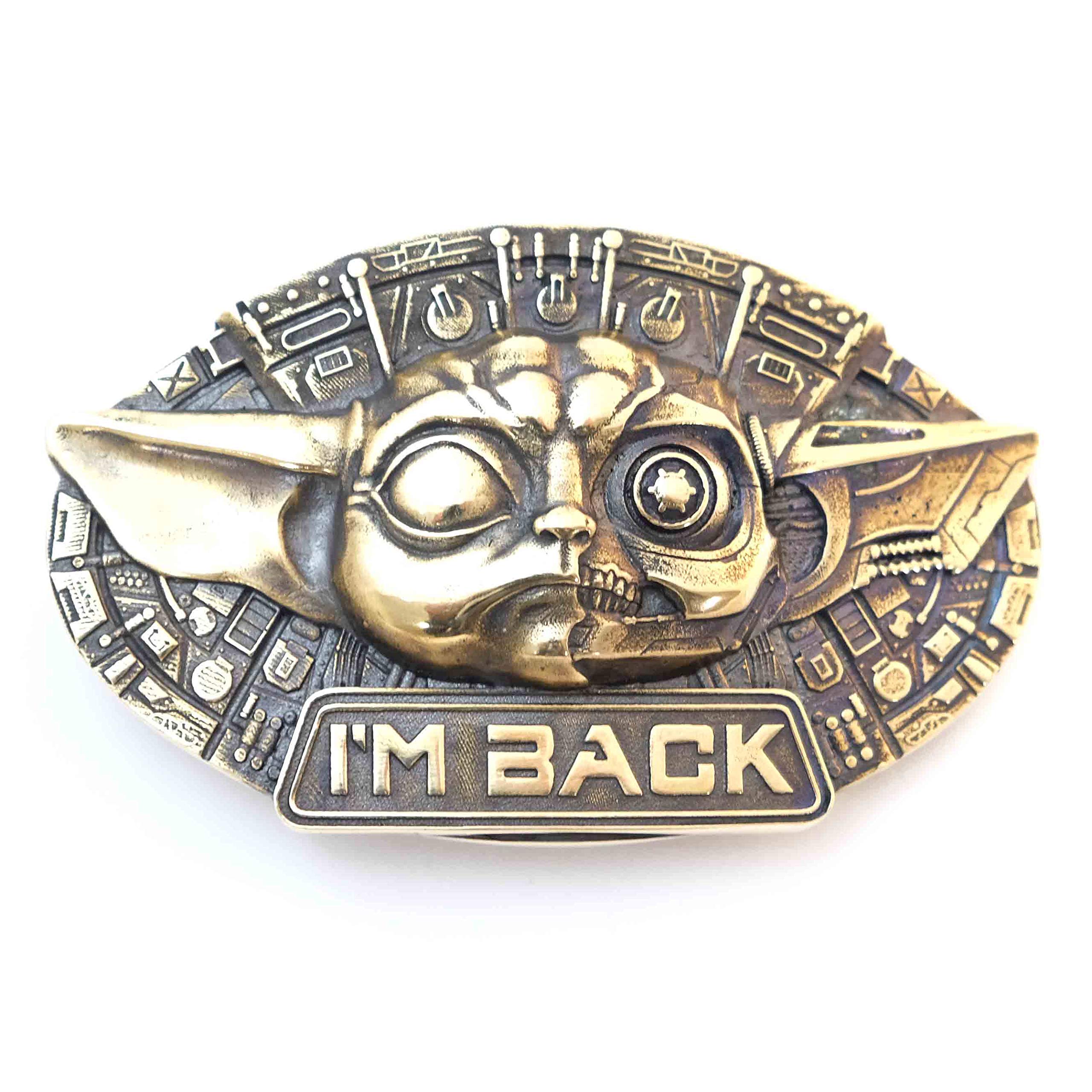 Steampunk Style Baby Yoda Belt Buckle - Solid Brass Star Wars Character Accessory for Cosplay, Costume & Fashion Outfits