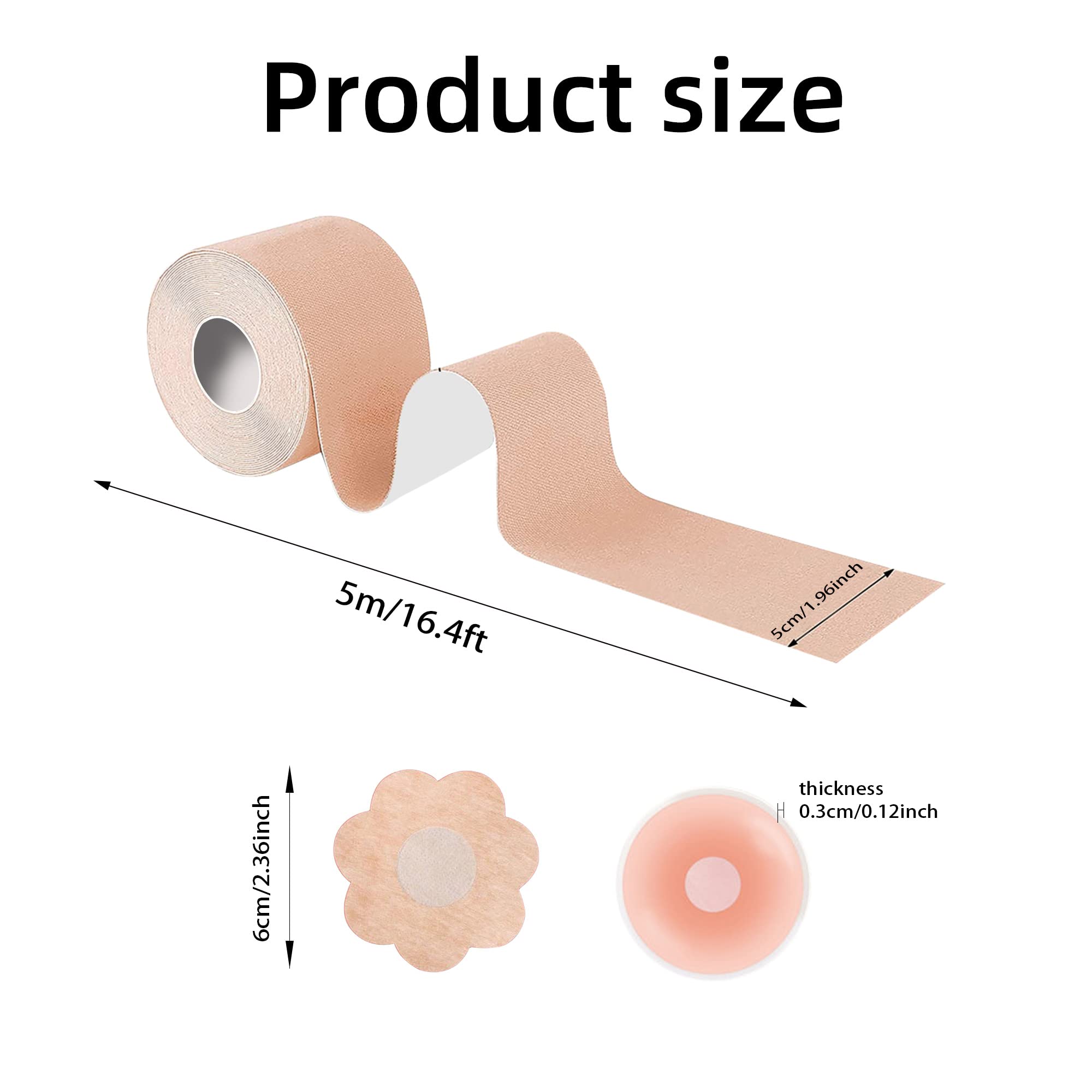 Boob Tape Kinesiology Tape - Waterproof Body Tape for Sports & Breast Support - Elastic Therapeutic Physio Tape with 10 Petals (1 Roll, Black) - Perfect for Workouts, Dresses & Post-Surgery Support