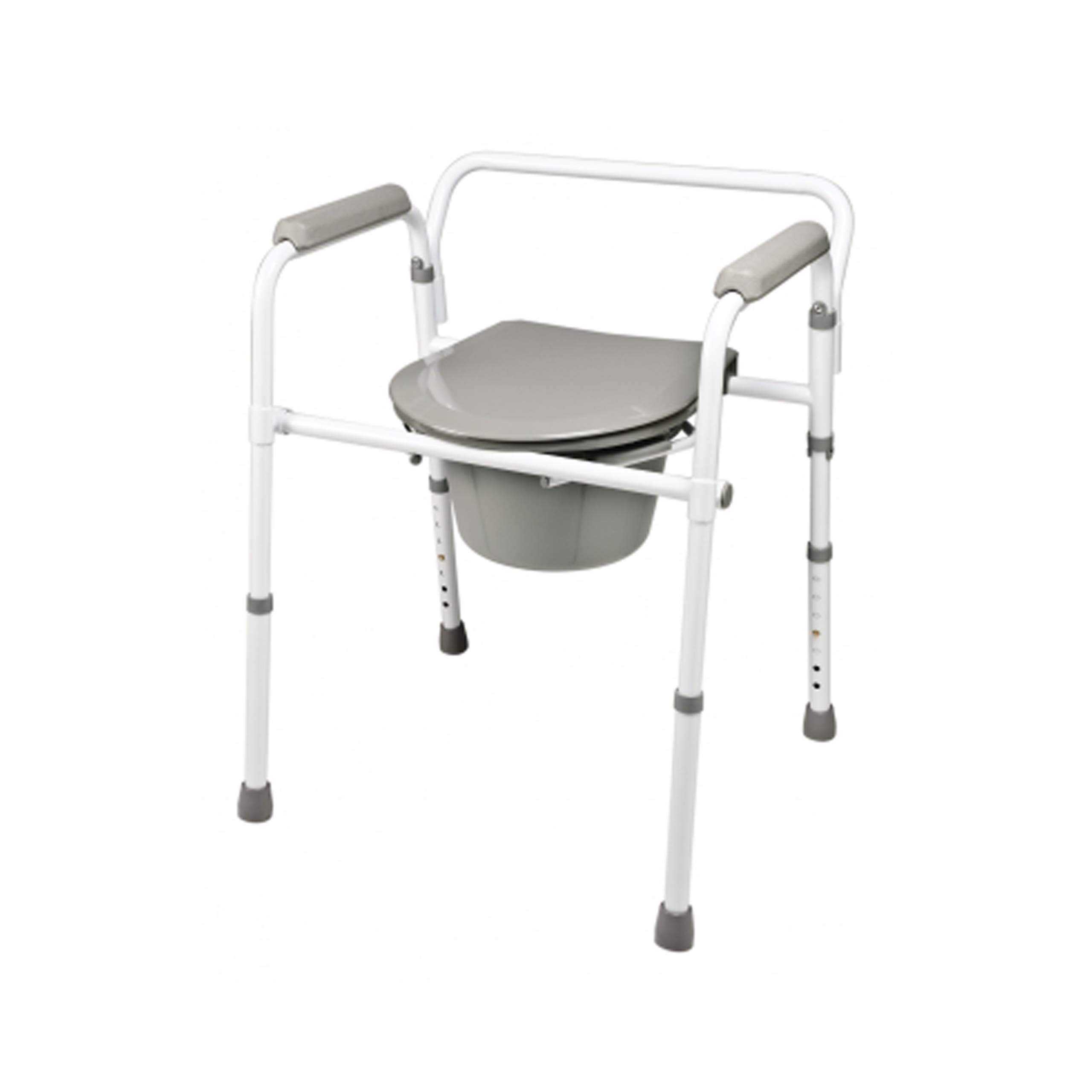 Lumex 3-in-1 Adjustable Height Folding Bedside Commode Chair with Raised Toilet Seat & Safety Rails - Ideal for Elderly Care, Post-Surgery Recovery & Home Healthcare Use