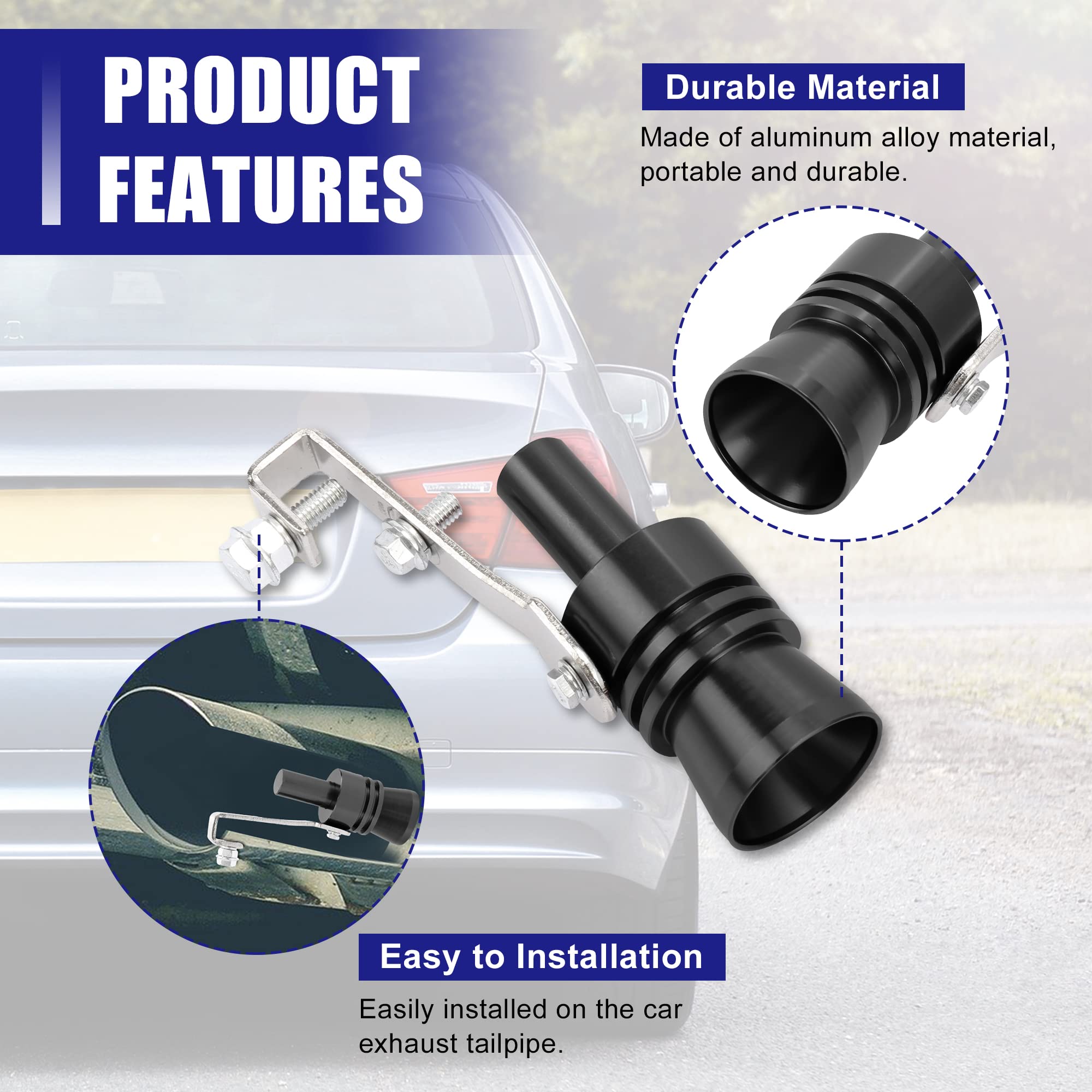 X AUTOHAUX 2-Piece XL Aluminum Alloy Universal Turbo Sound Exhaust Muffler Pipe Whistle - Deep Car Roar Enhancer (Black) - Perfect for Performance Cars & Off-Road Vehicles