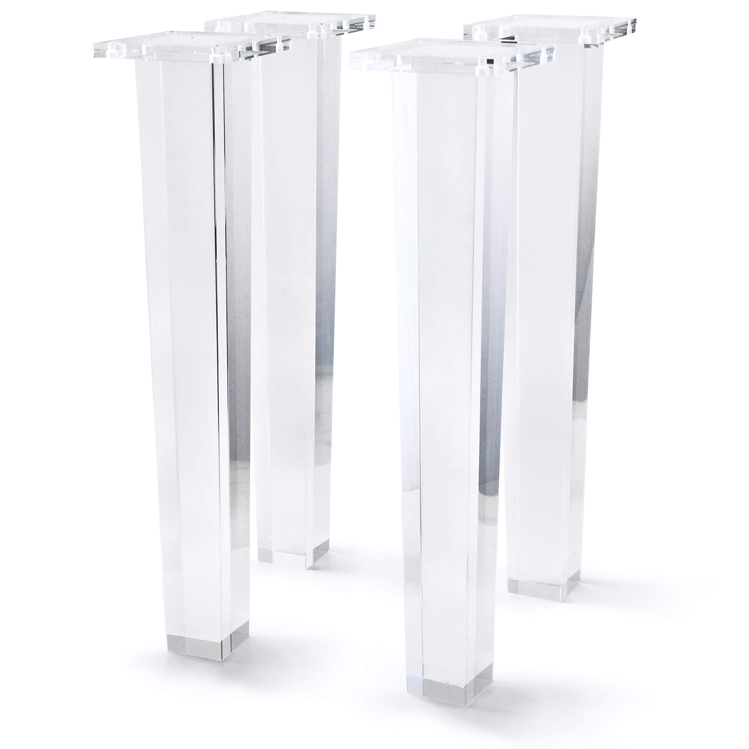 JEREVER 16 Inch Clear Acrylic Furniture Legs Set of 4 - Modern Square Replacement Legs for Coffee Tables, Desks, Benches & DIY Home Decor Projects | Perfect for Living Room, Office & Bedroom Furniture Upgrades