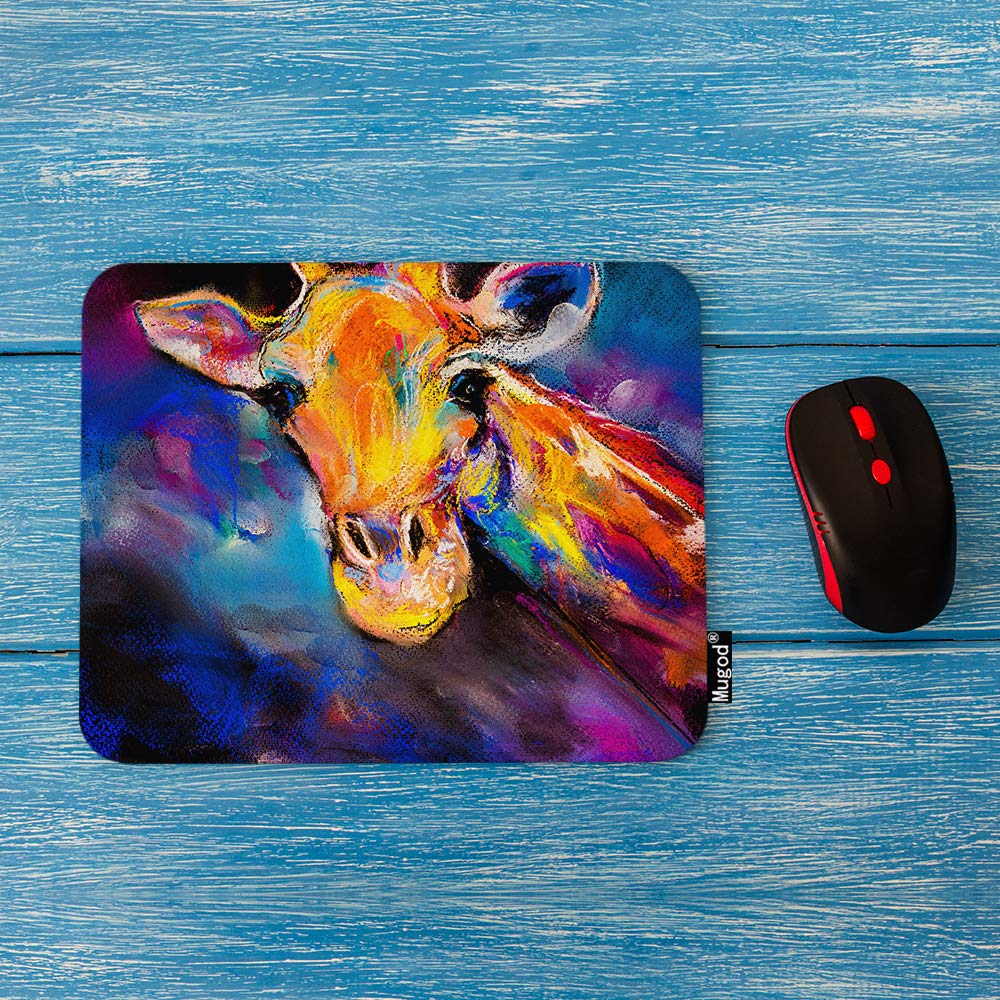 Giraffe Mouse Pad - Modern Pastel Art African Wildlife Design, Non-Slip Rubber Base Gaming Mouse Mat for Computer, Laptop, PC (9.5x7.9 Inch) - Perfect for Office, Home & Gaming Desks