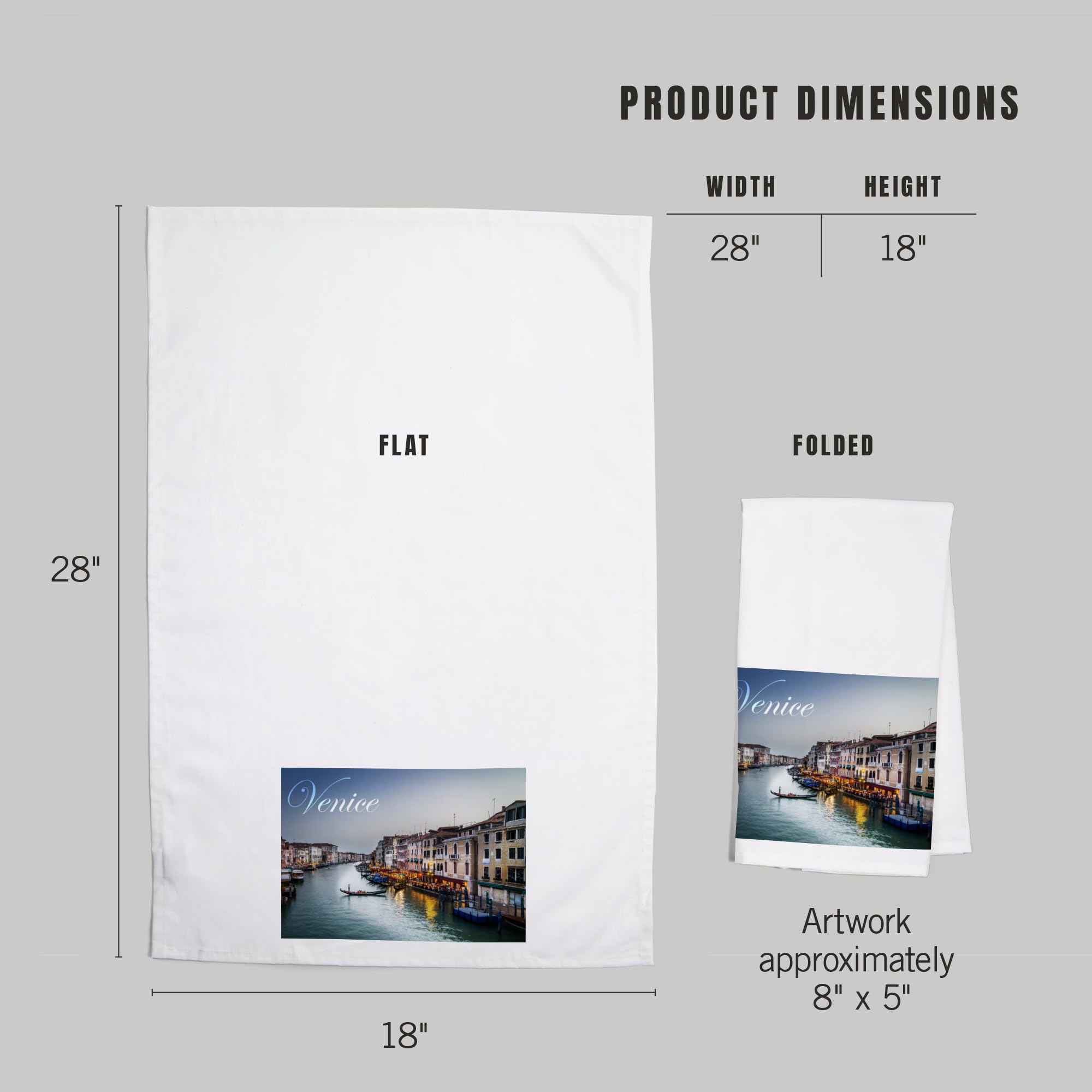 Venice Italy River at Sundown 100% Cotton Tea Towel - Decorative Hand Towel for Kitchen & Home Decor - Perfect for Dish Drying, Gift Giving, and Farmhouse Style Kitchens