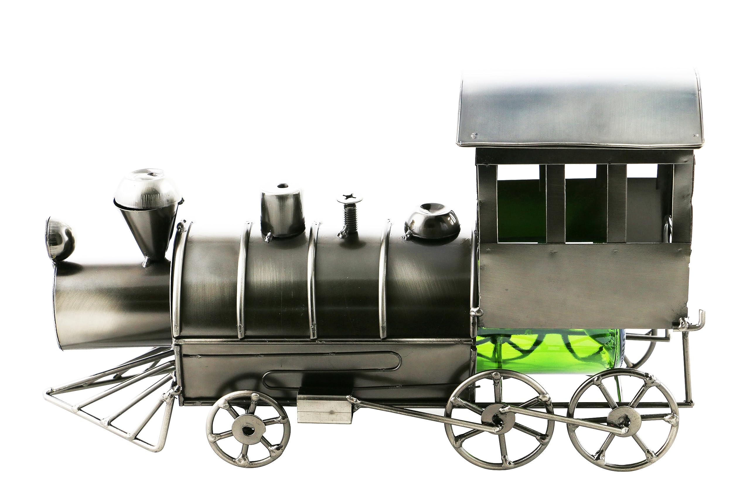 Stainless Steel Wine Bottle Holder for Train Lovers - Elegant Charcoal Finish | Perfect for Home Bar, Kitchen, and Wine Enthusiast Gifts