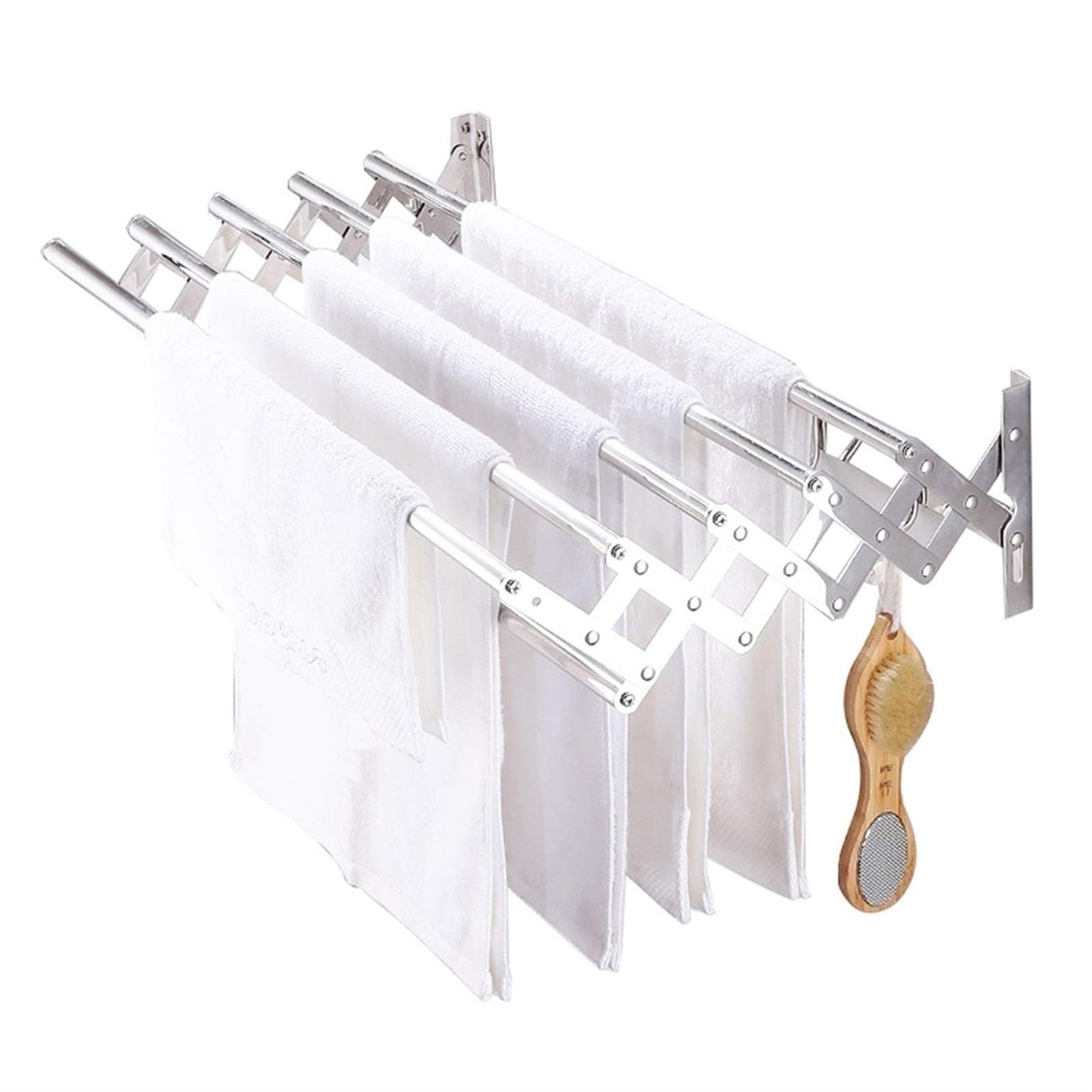Stainless Steel Wall Mounted Drying Rack - Space Saving, Heavy Duty Clothes Hanger for Bathroom, Kitchen, Laundry Room - Easy Install Foldable Towel Rack (60cm) - Perfect for Apartments, Hotels & Small Spaces