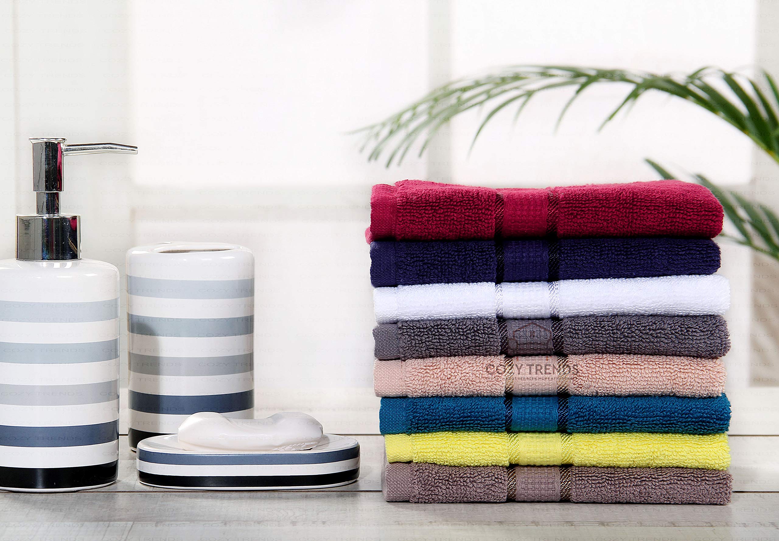 Premium 600 GSM 12-Piece Bath Towel Set - Ultra Absorbent Long-Staple Combed Cotton (6 Washcloths, 4 Hand Towels, 2 Bath Towels) - Soft & Luxurious White Bathroom Towels for Spa, Hotel, or Home Use